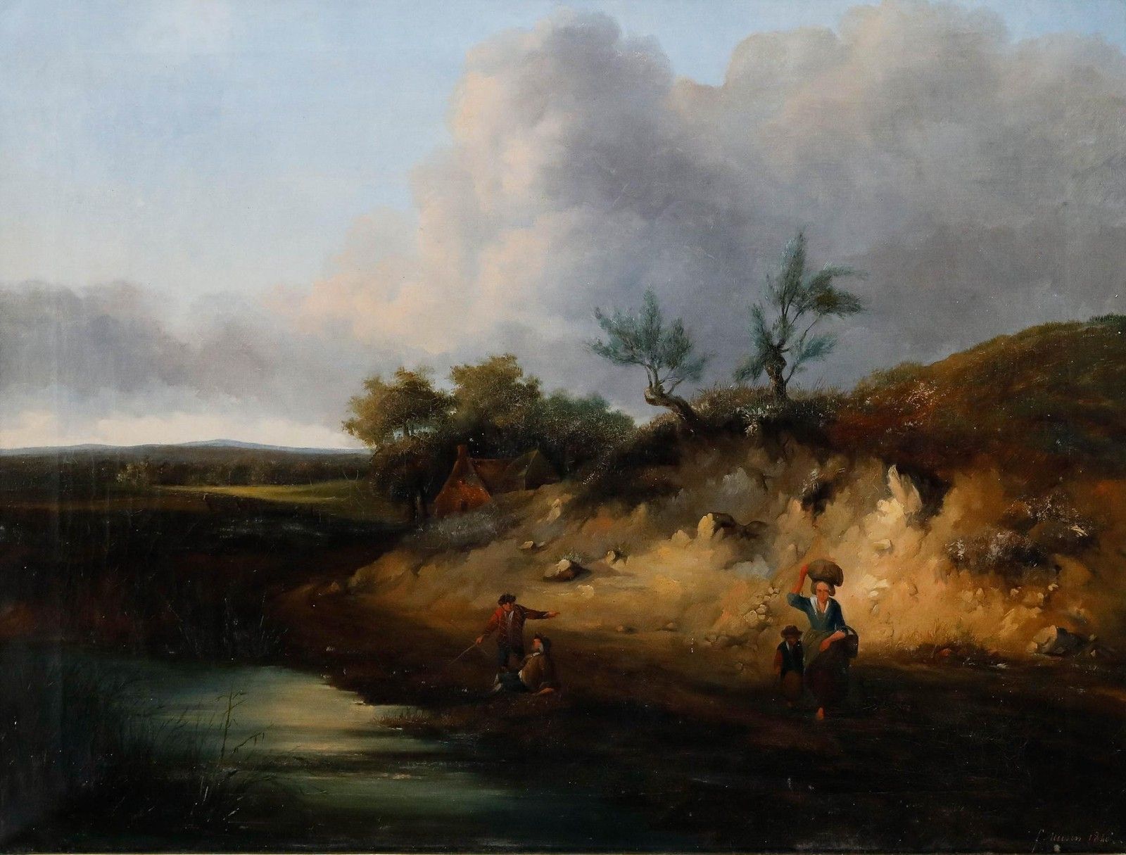 François Etienne Musin (1820 1888) Framed Oil, Idle On The Riverbank photo furniture