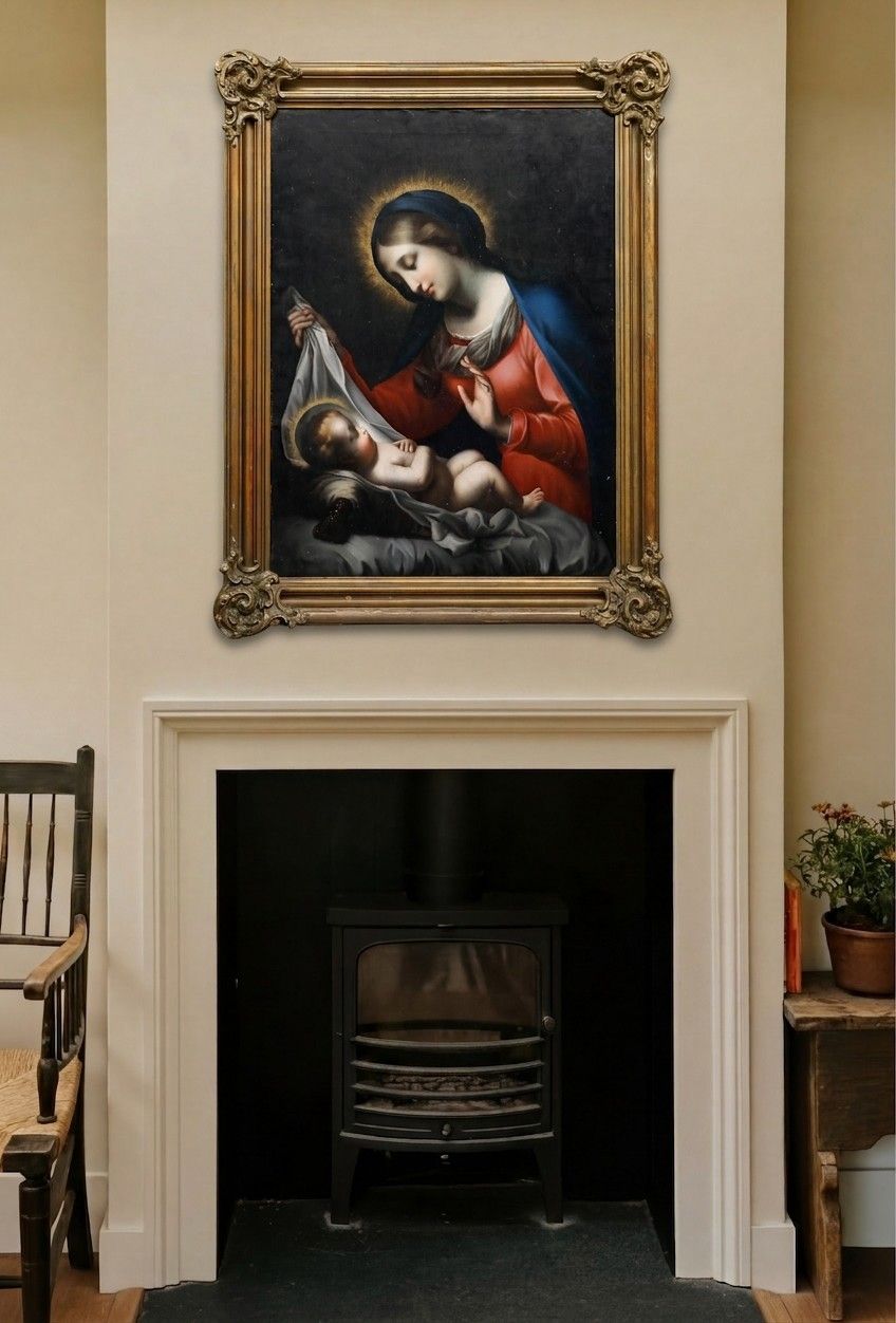 After Carlo Dolci (1616 1686) 19th Century Oil, Madonna And Child photo for sale