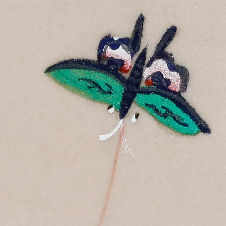 Framed 19th Century Gouache The Butterfly Kite photo 130.0