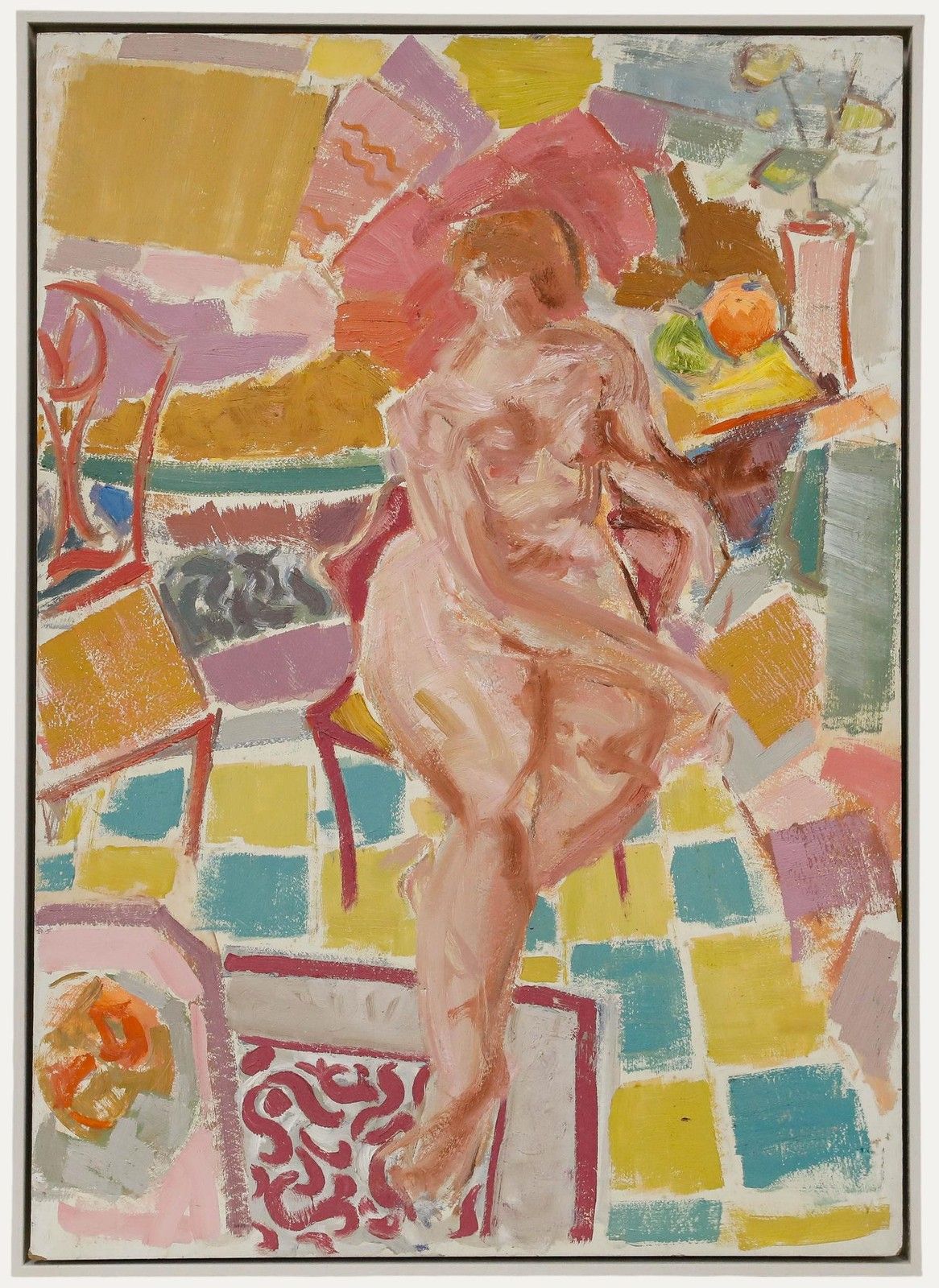 Gerald A. Meares (1911 1975) 20th Century Oil, Nude In A Patterned Room