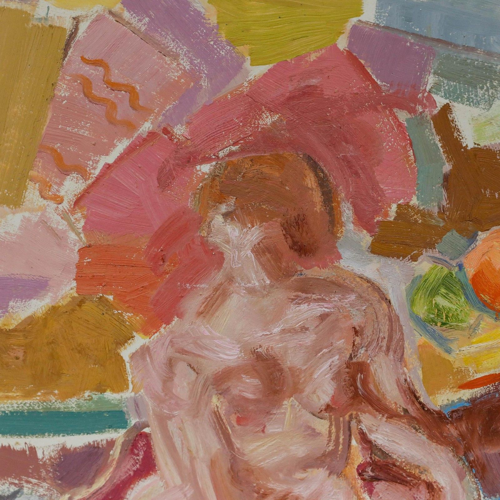 Gerald A. Meares (1911 1975) 20th Century Oil, Nude In A Patterned Room photo Art