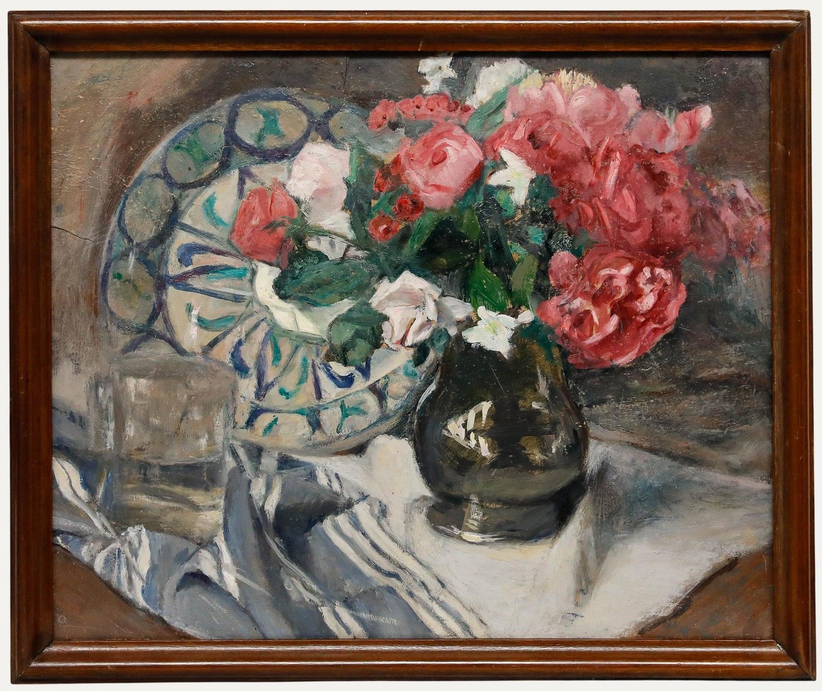 Cecile Hertz Eyrolles (1875 1974) Mid 20th Century Oil, Still Life With Roses