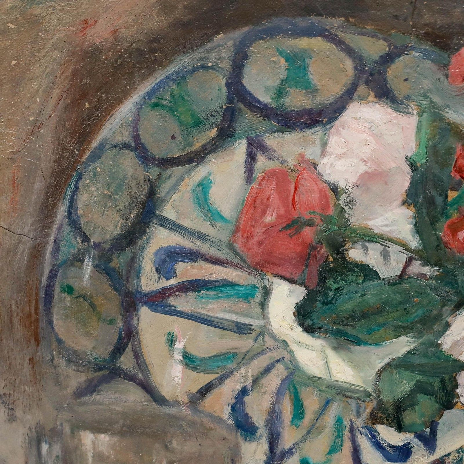 Cecile Hertz Eyrolles (1875 1974) Mid 20th Century Oil, Still Life With Roses photo vinterior