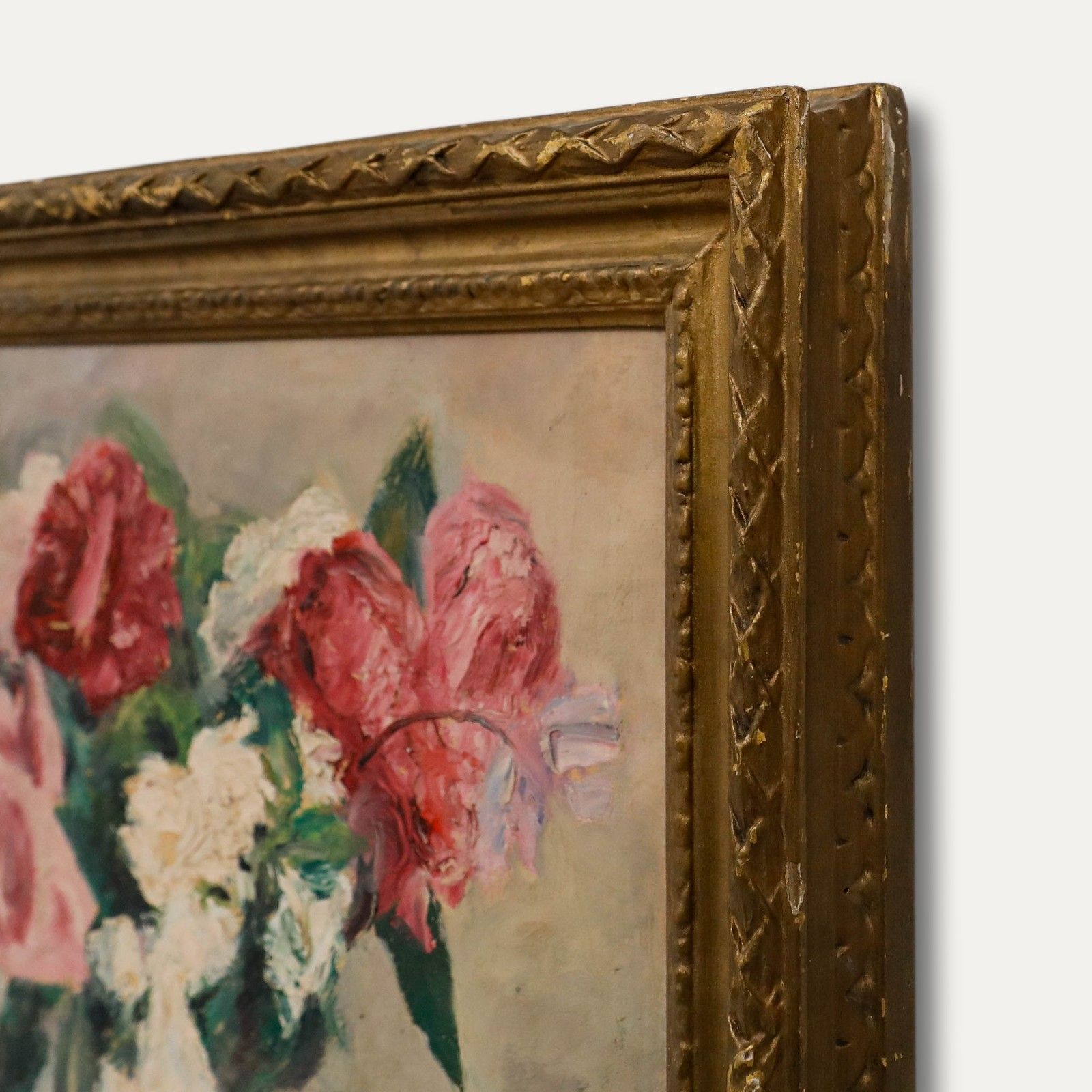 Cecile Hertz Eyrolles (1875 1974) Framed Oil, Pink & White Bouquet photo buy