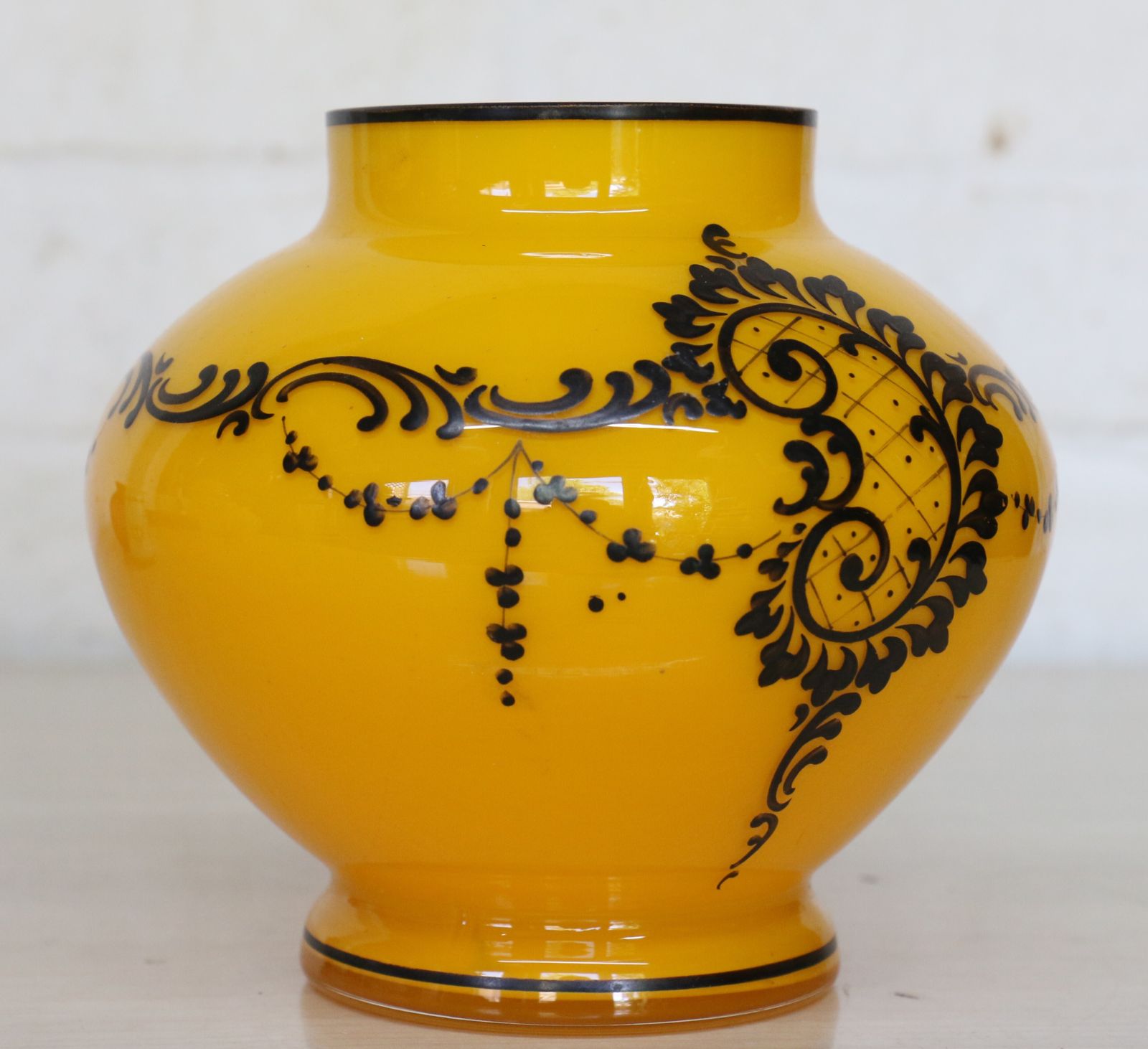 An Antique Bohemian Tango Art Glass Vase Kralik Loetz Very Striking Orange & Black photo Home Decor