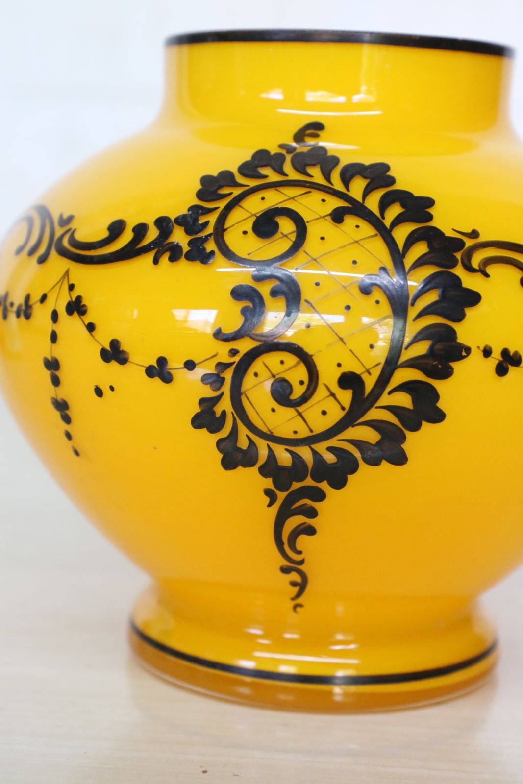 An Antique Bohemian Tango Art Glass Vase Kralik Loetz Very Striking Orange & Black photo buy