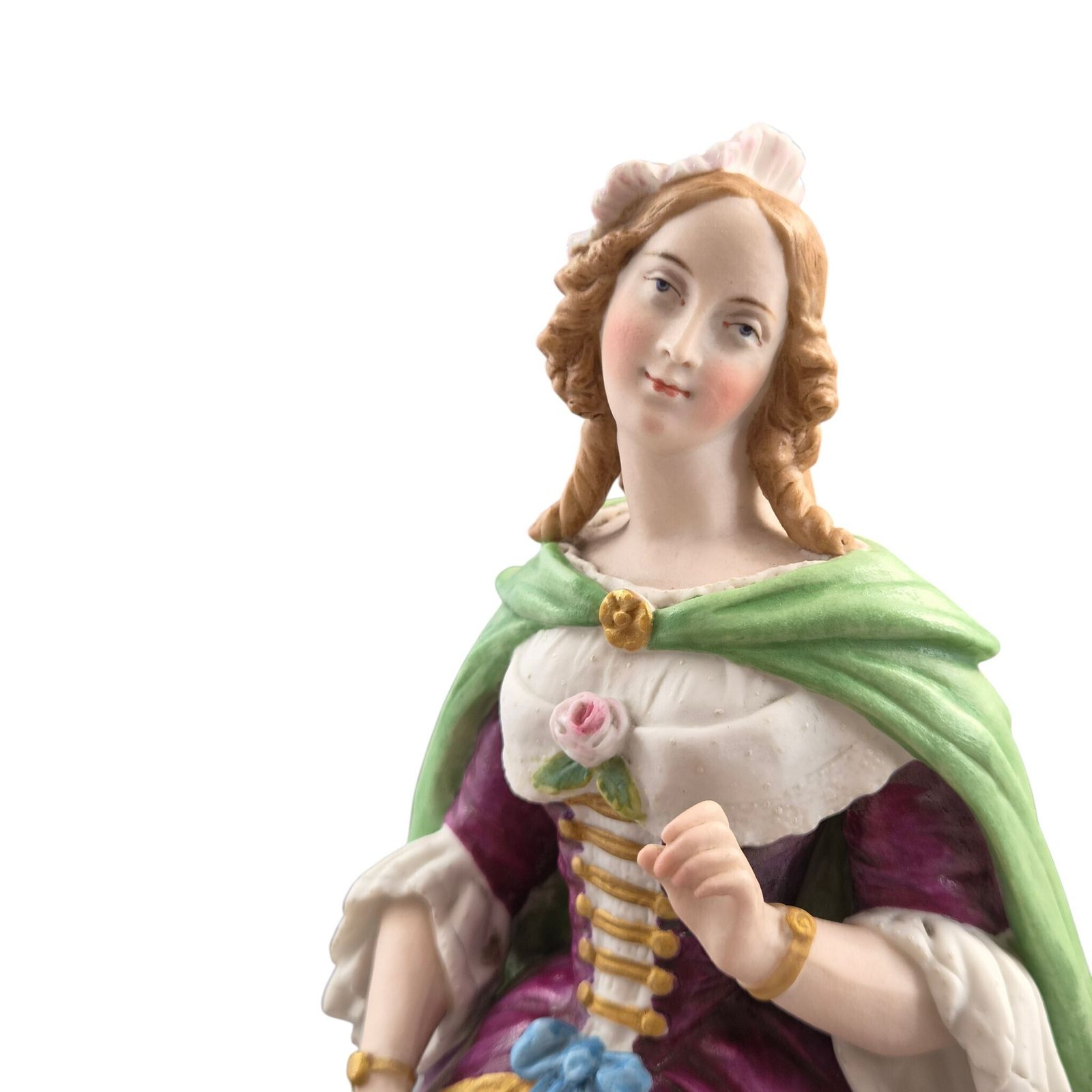 Letu & Mauger Paris Large Romantic Biscuit Porcelain Figures Pair C1860s photo vintage