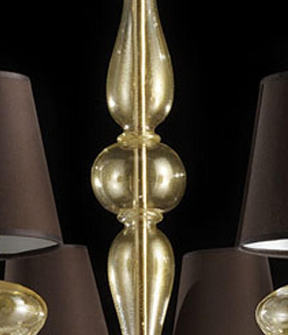 Contemporary Modern Gold Murano Glass Chandelier photo for sale