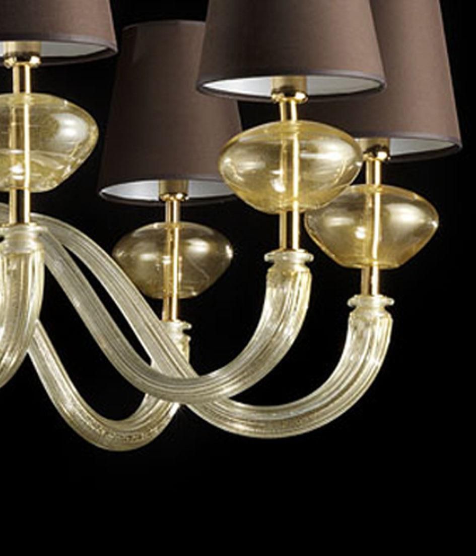 Contemporary Modern Gold Murano Glass Chandelier photo 13473.0