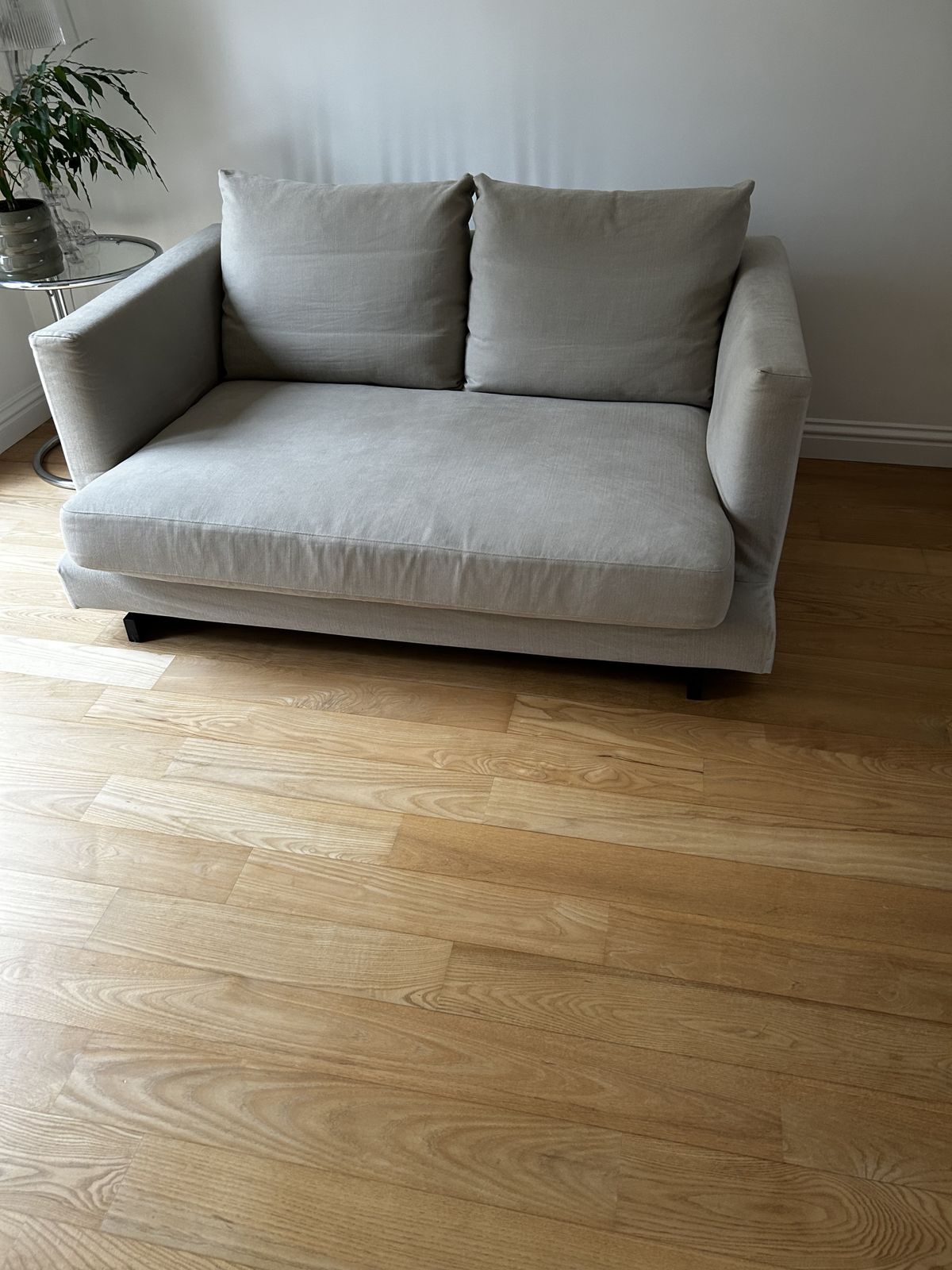 Tc S Harper 2 Seater Sofa   Soft Chenille Fabric On A Elevated Base Of Black Stained Ash Wood   Crafted In The Uk photo for sale