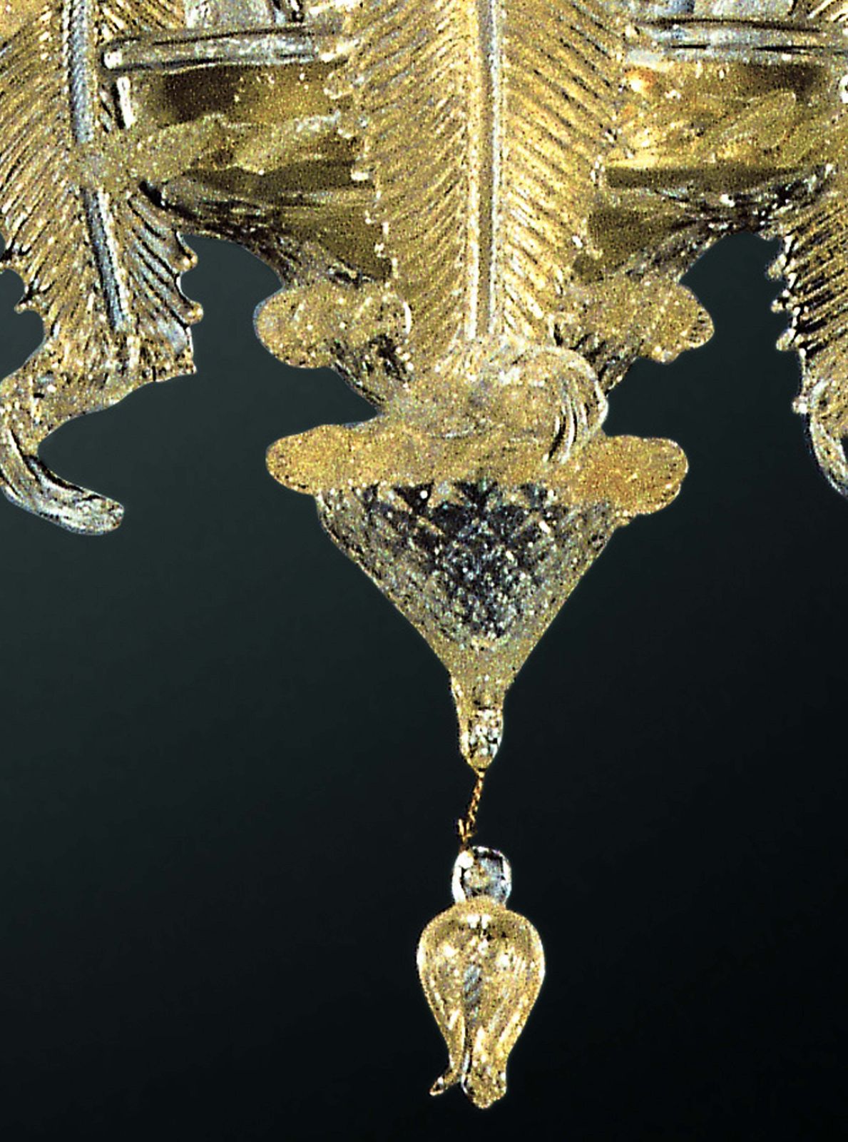 Venetian Hand Blowing Floreal Luxury Gold Leaf Murano Glass Chandelier photo for sale