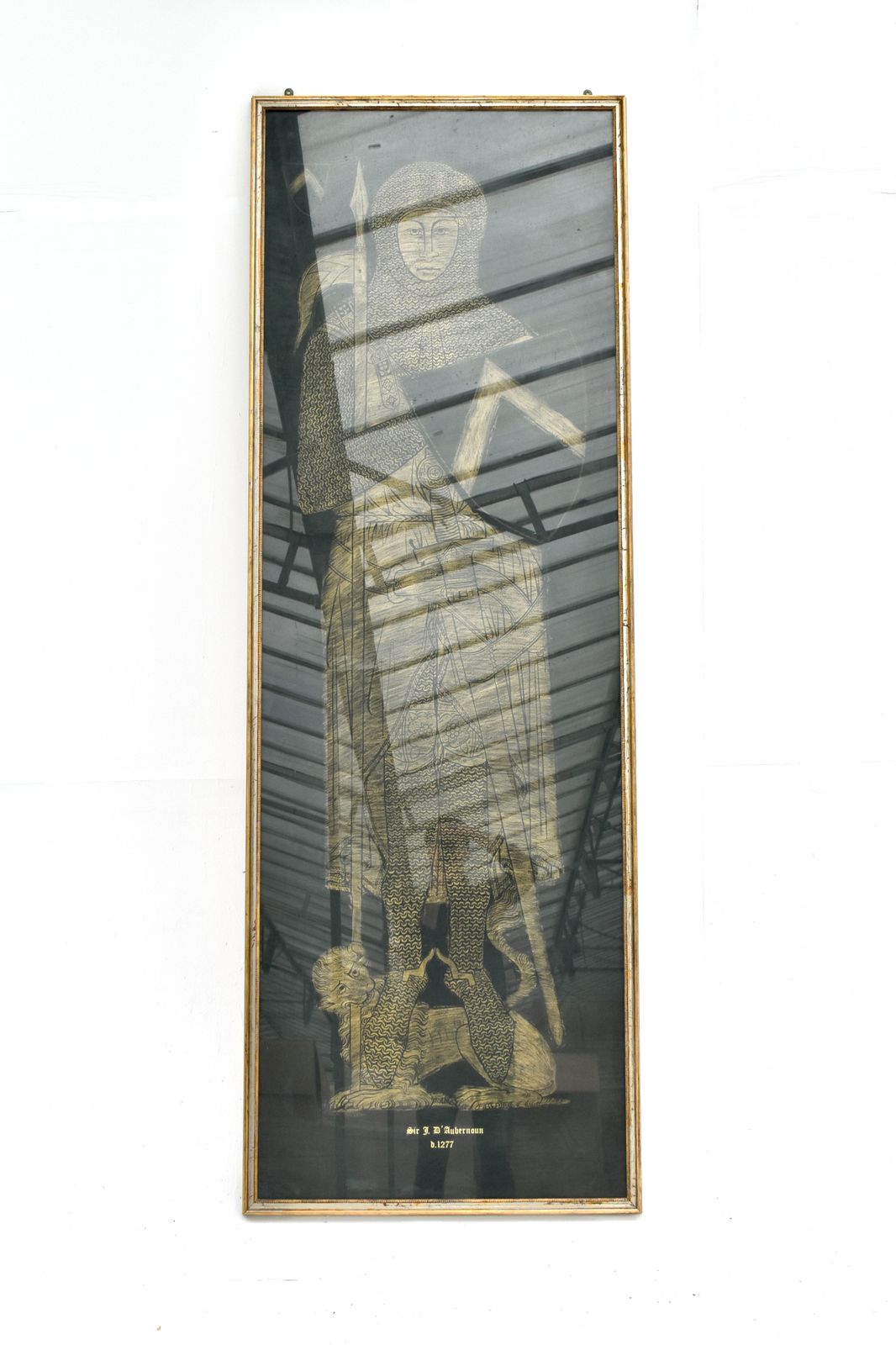 Monumental Brass Rubbing Of A Medieval Knight Sir John D'aubernoun photo furniture
