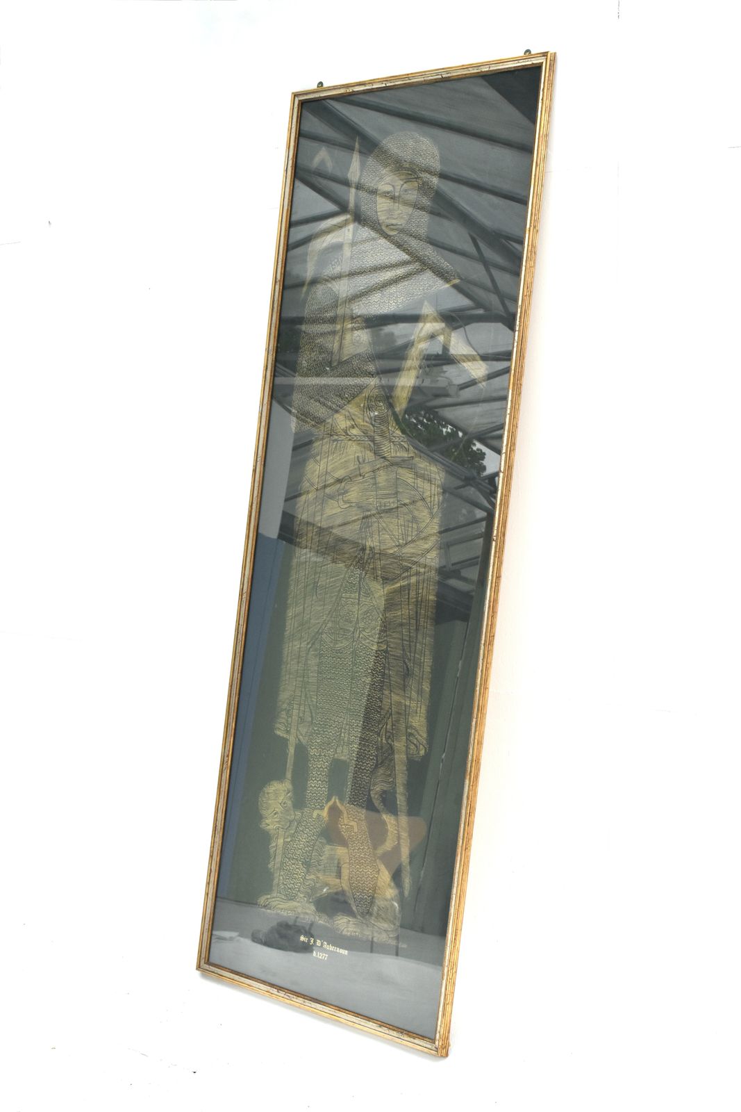 Monumental Brass Rubbing Of A Medieval Knight Sir John D'aubernoun photo vintage