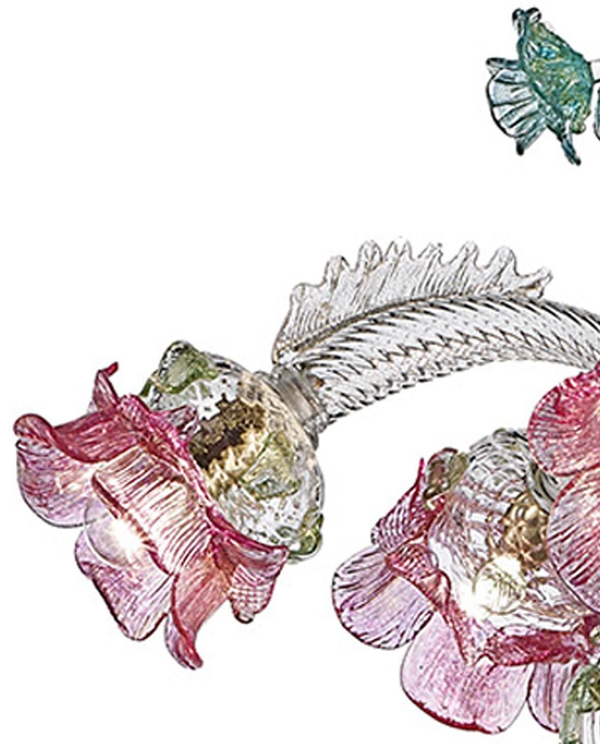 Classical Luxury Venetian Pink And Green Floreal Murano Glass Chandelier. photo Lighting