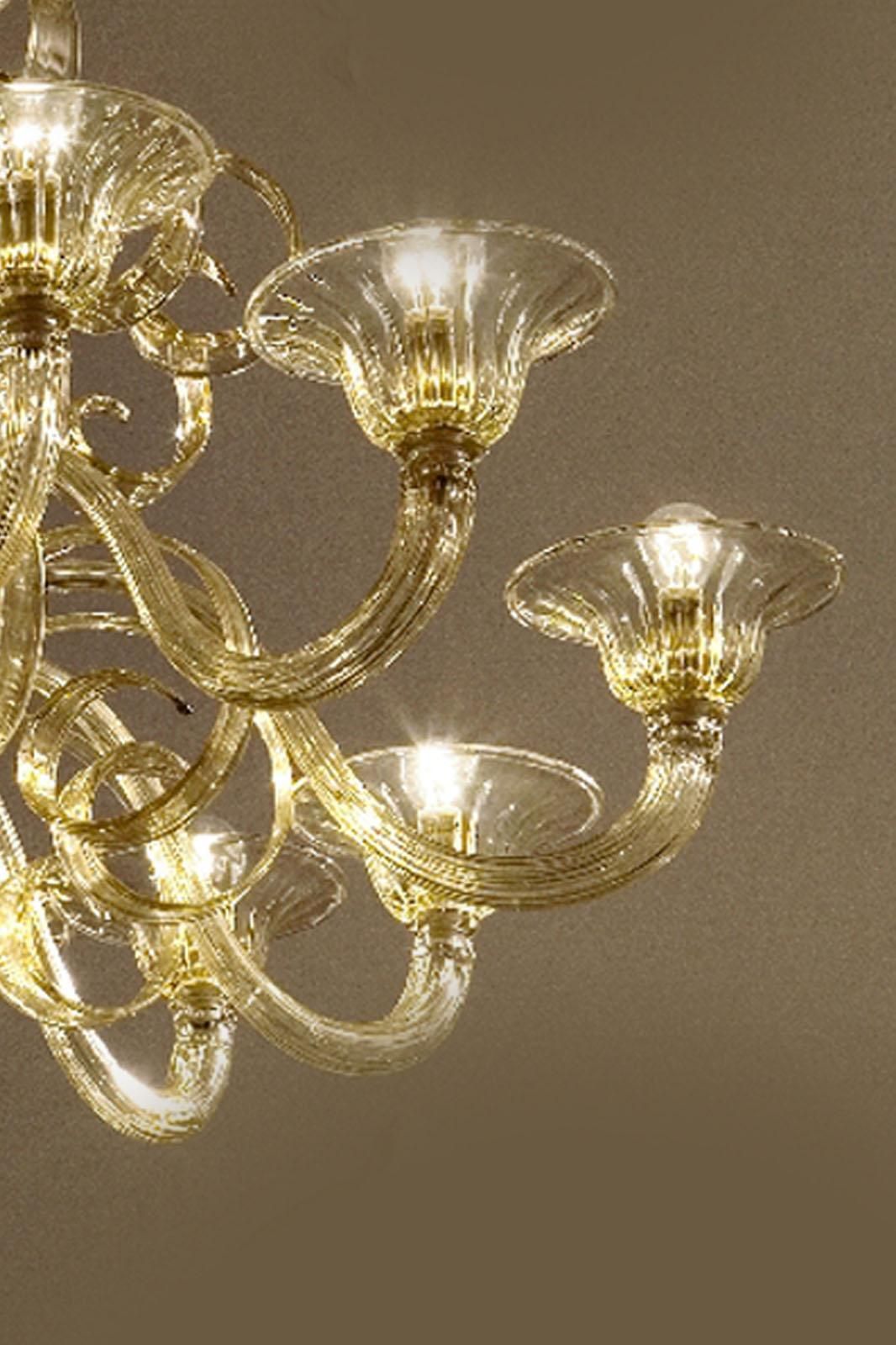 Contemporary Champagne Venetian "Curls" Murano Blown Chandelier photo furniture