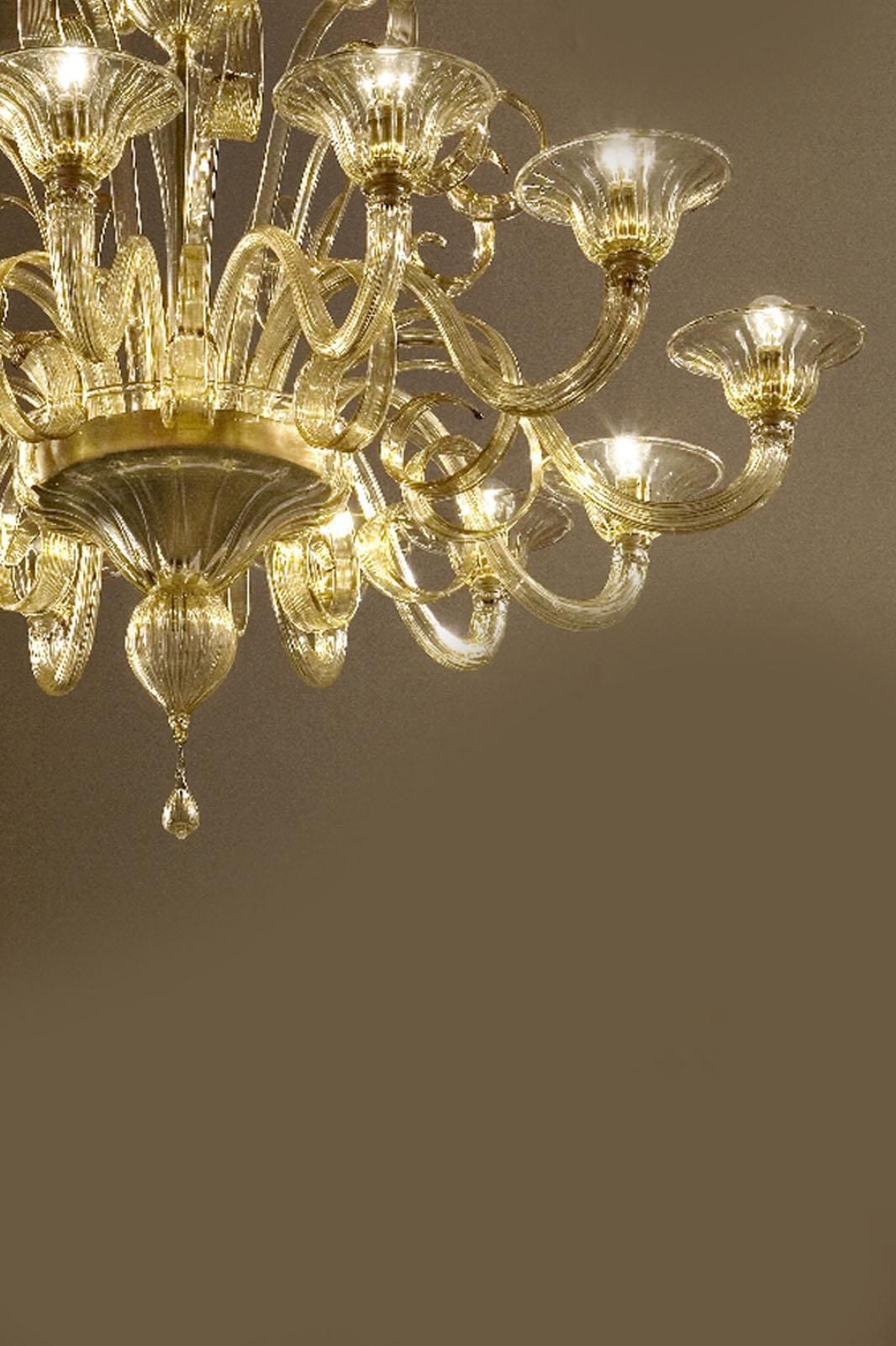 Contemporary Champagne Venetian "Curls" Murano Blown Chandelier photo for sale