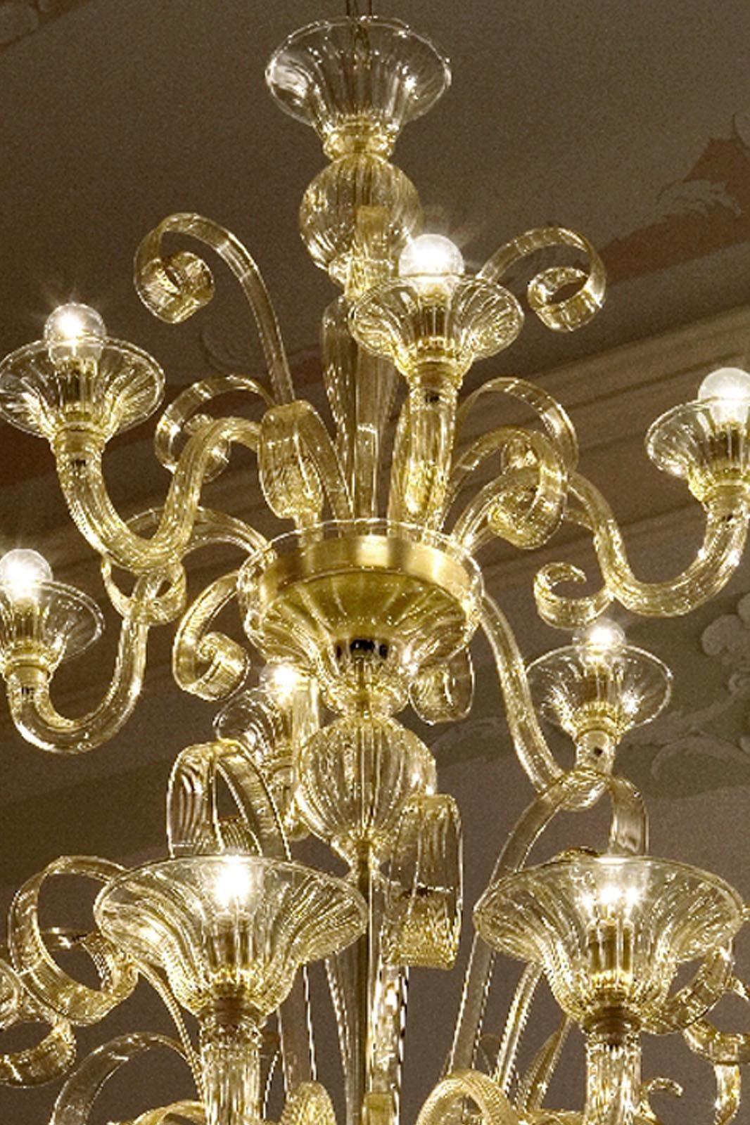 Contemporary Champagne Venetian "Curls" Murano Blown Chandelier photo vinterior