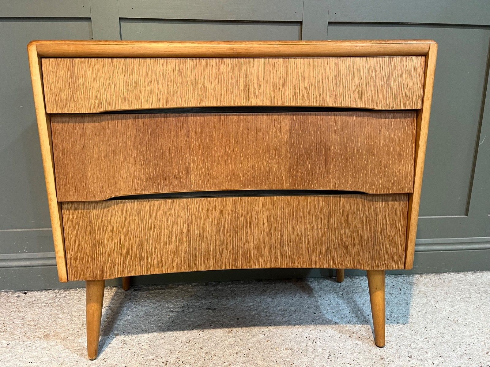 Furniture A Vintage Chest Of Drawers By Avalon 1960’s Waterfall Front Stick Legs (2 Available) photo