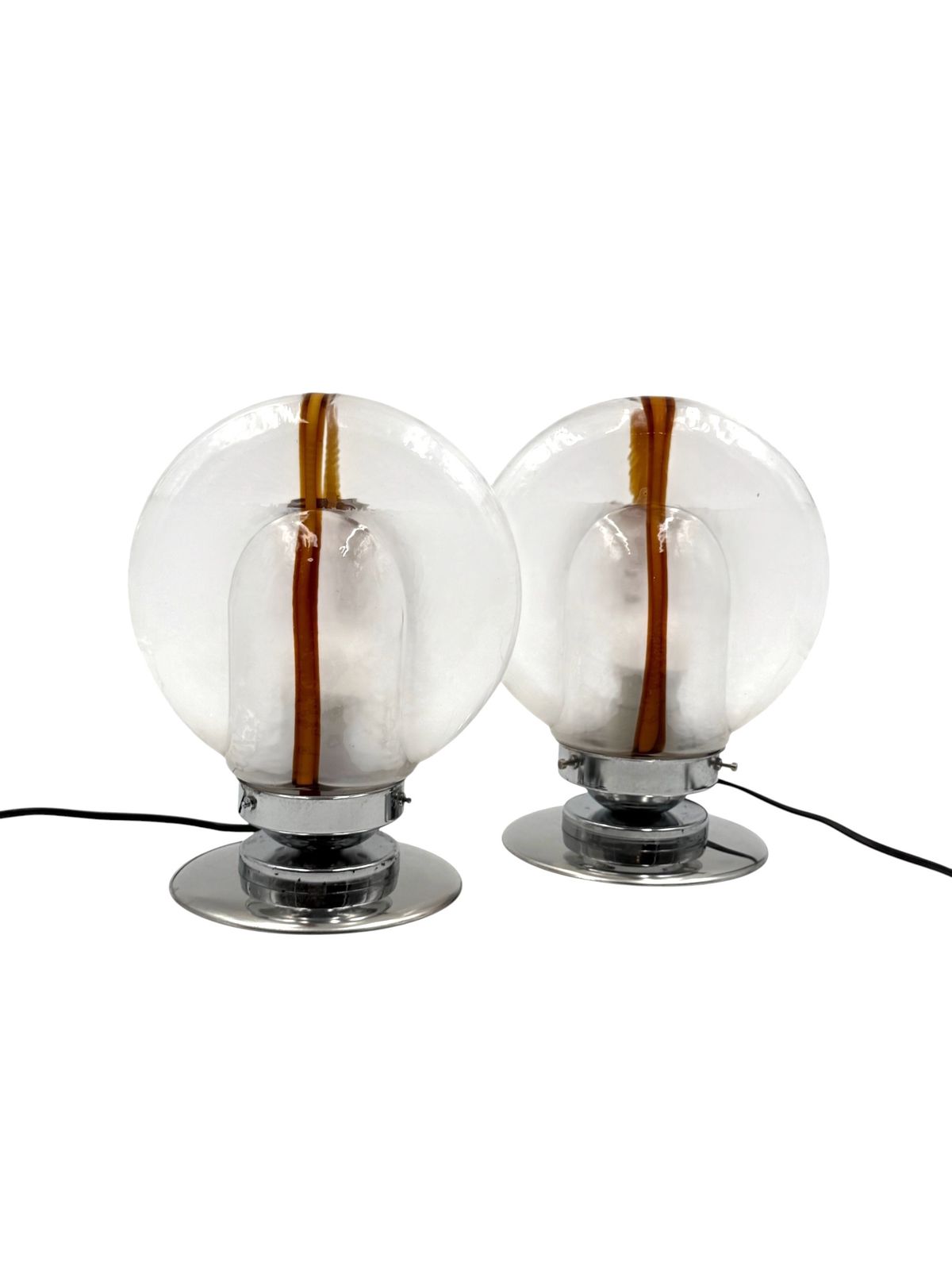 photo for sale Toni Zuccheri, Set Of 2 Of Murano Blown Glass Lamps, Mazzega, Murano Italy 1970s