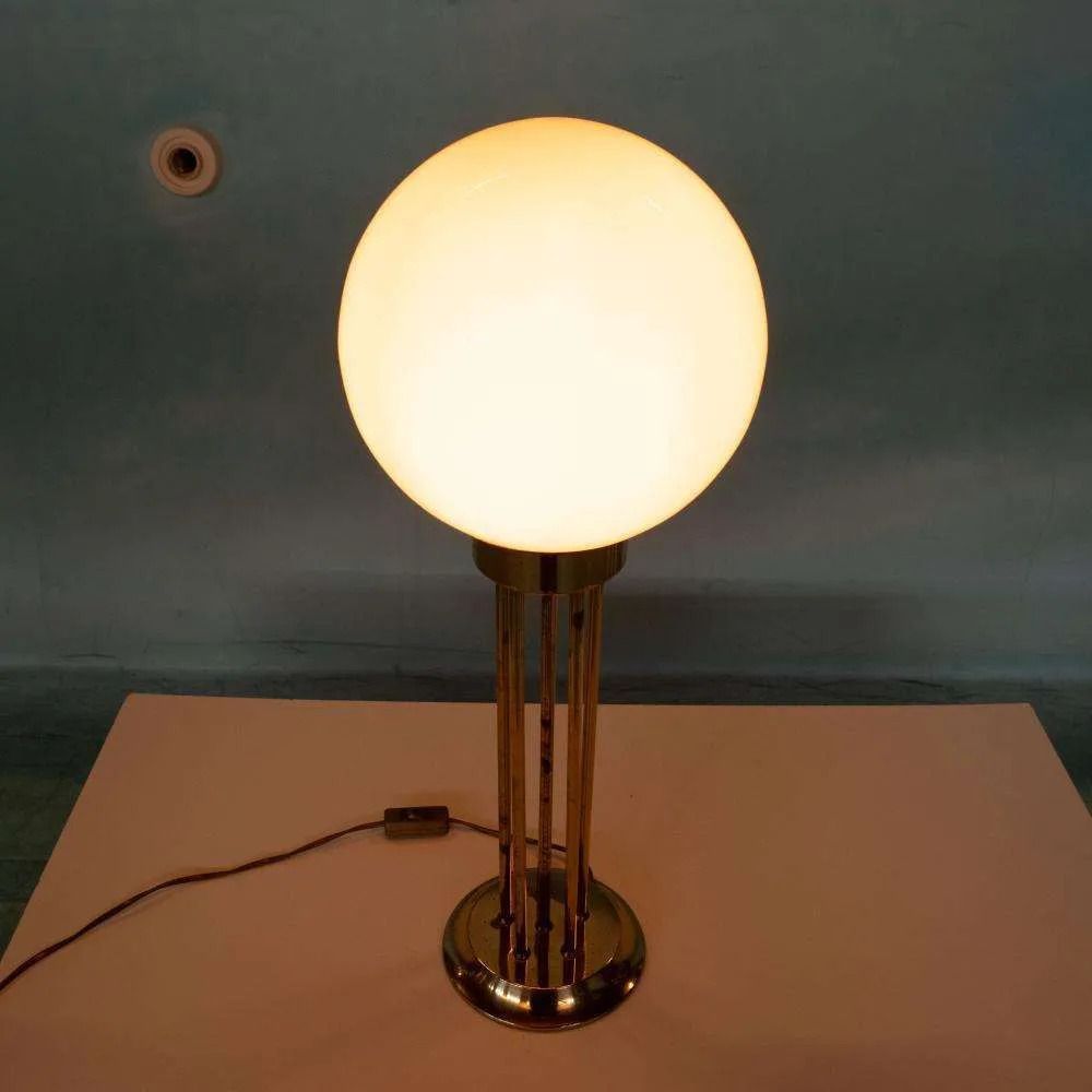 227.0 Vintage Globe Lamp Woja Messing, Vloer /Tafellamp Jaren 60/70. photo