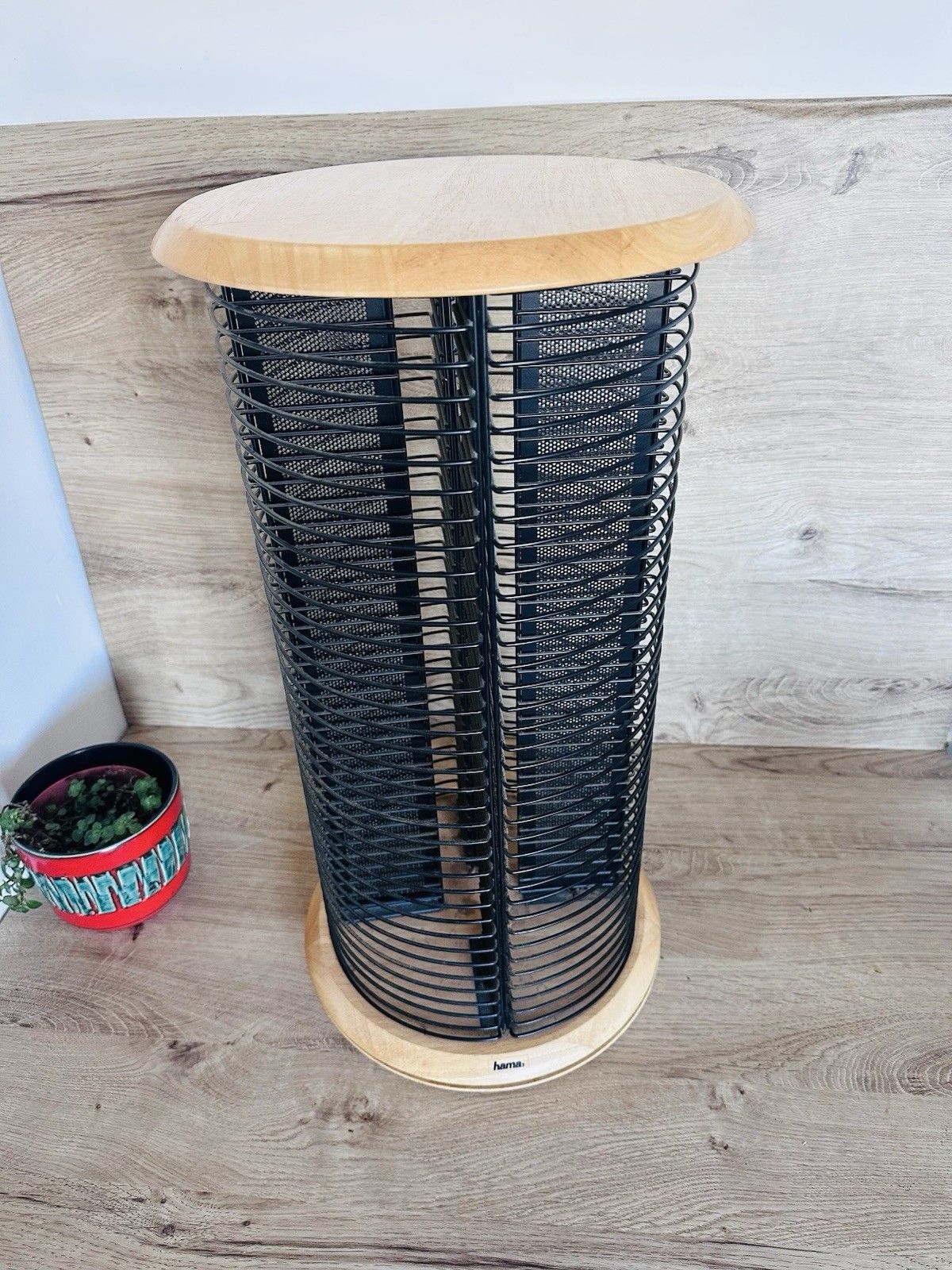Hama Rotating Cd Dvd Storage Tower 144 Disc Wood Metal Stand 60cm