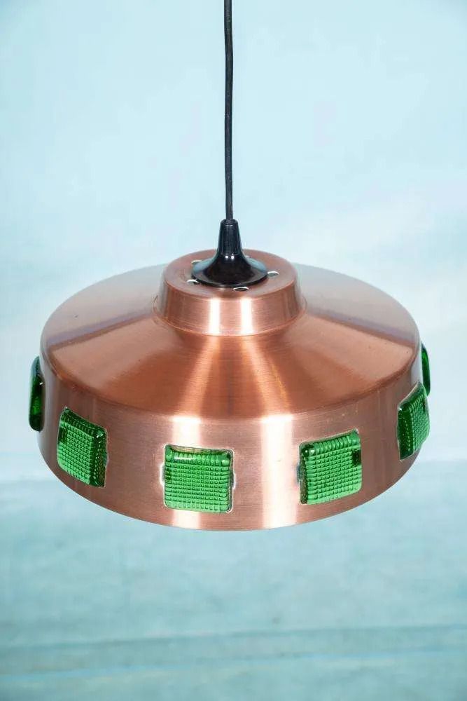 Space Age Gekleurde Glazen Hanglamp, Vintage Scandinavische Lamp. photo for sale