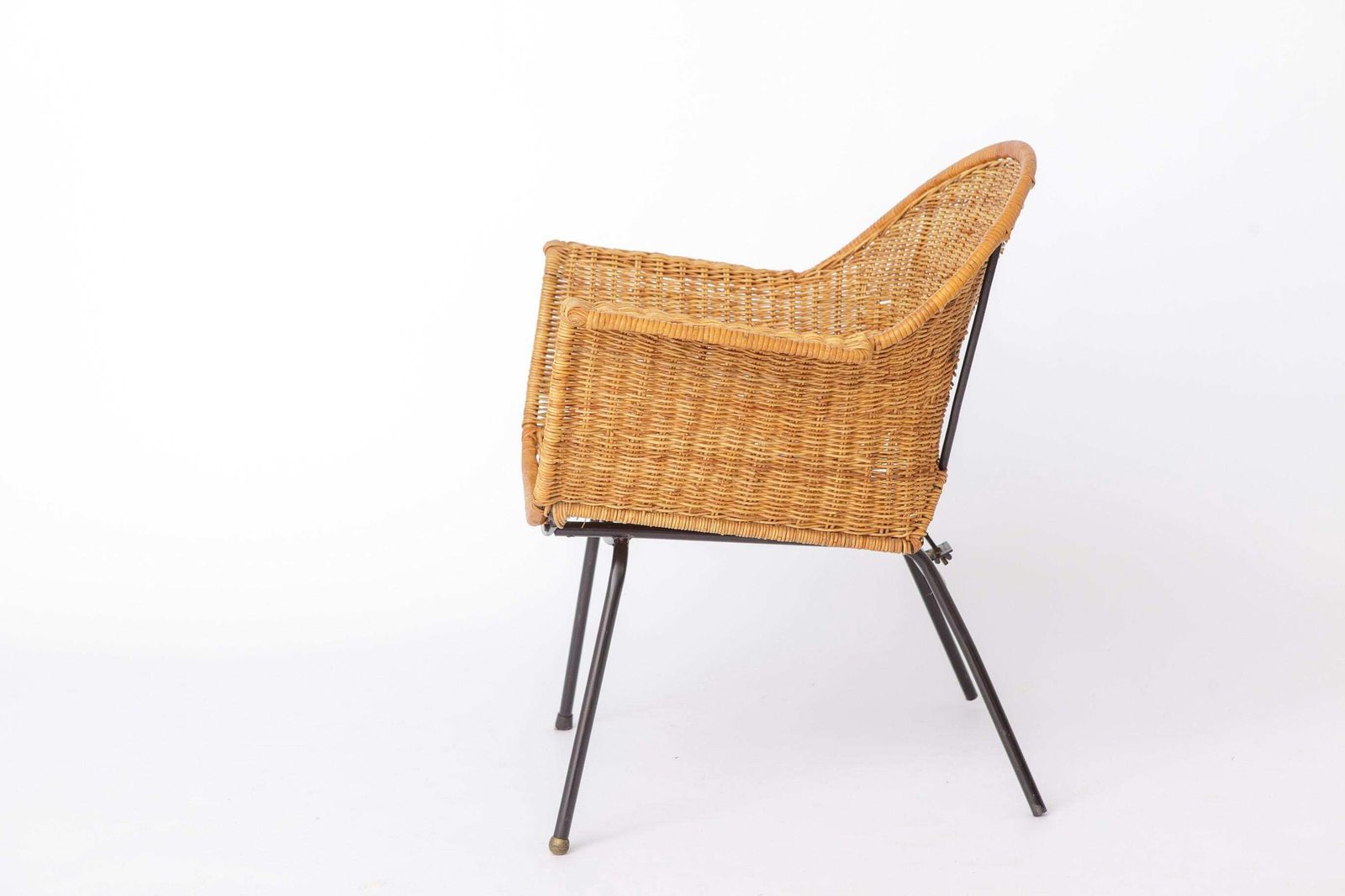 Vintage Basket Chairs Van Gianfranco Legler, Ca. Jaren 1950 | Set Van 3 Zwitserse Rotan Lounge Stoelen | Mid Century Modern photo vintage