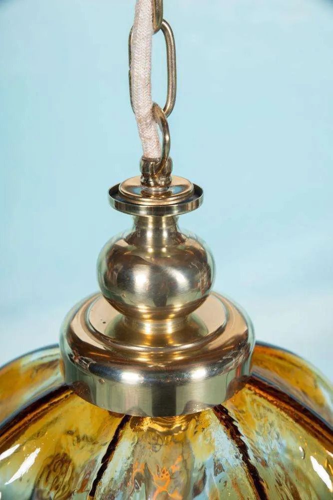 Vintage Amber Murano Hanglamp Honsel, Italiaans Glazen Lamp. photo vinterior