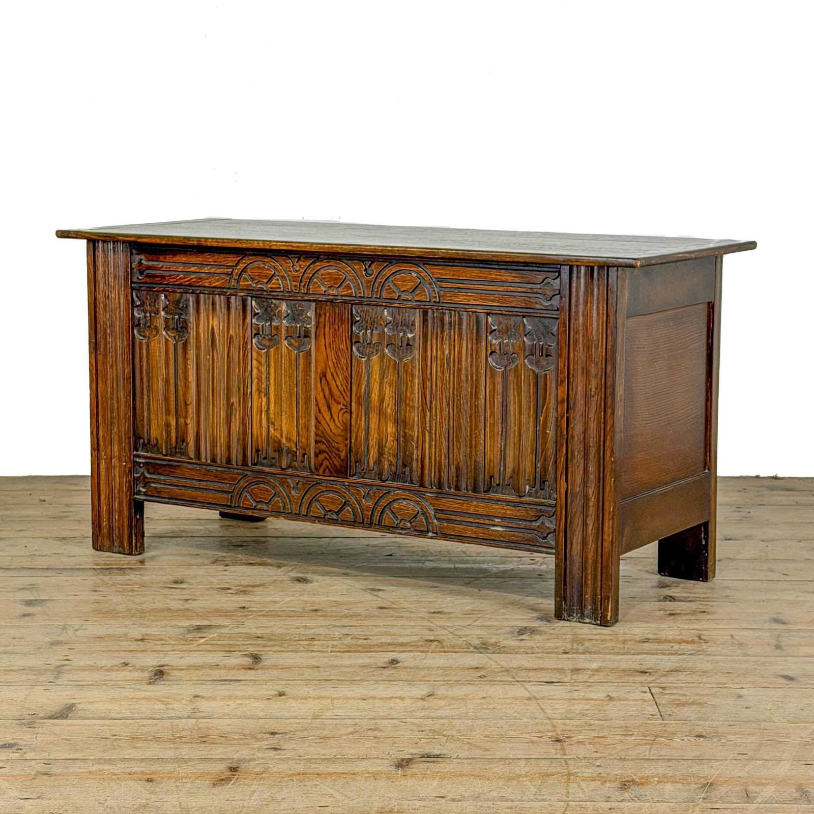 Late 20th Century Oak Coffer | Antique Coffer | Antique Furniture | Antiques | Antique Storage (M 6860) photo furniture