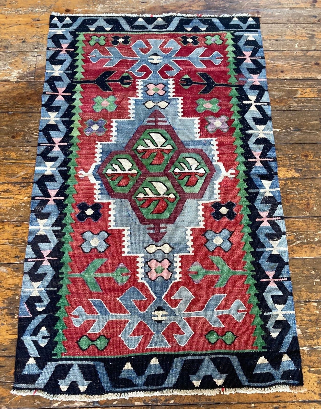 Vintage Anatolian Kilim 1.32m X 0.77m photo Textiles