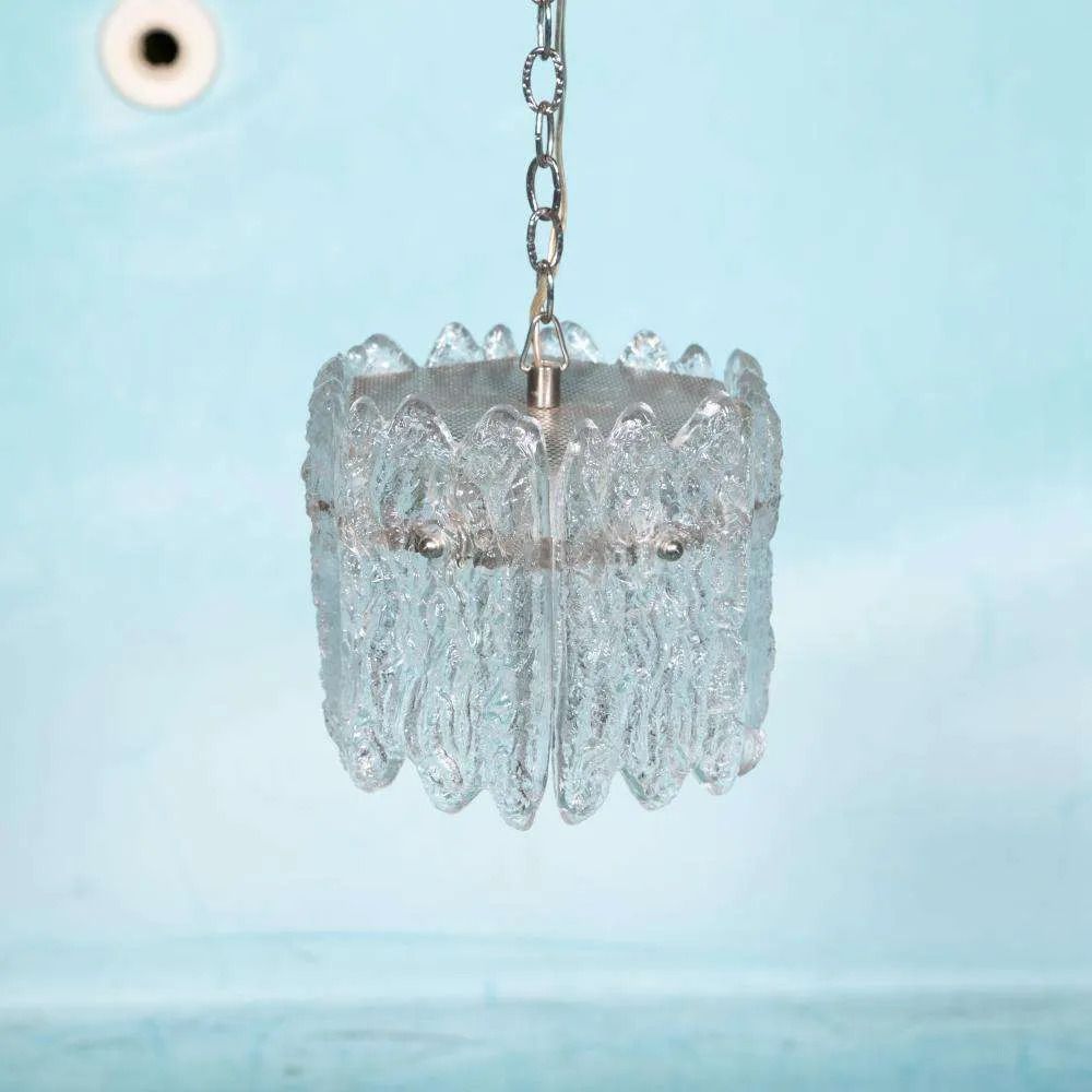 Vintage Glass Hanging Lamp Orrefors, Space Age Fagerlund Lamp. photo for sale