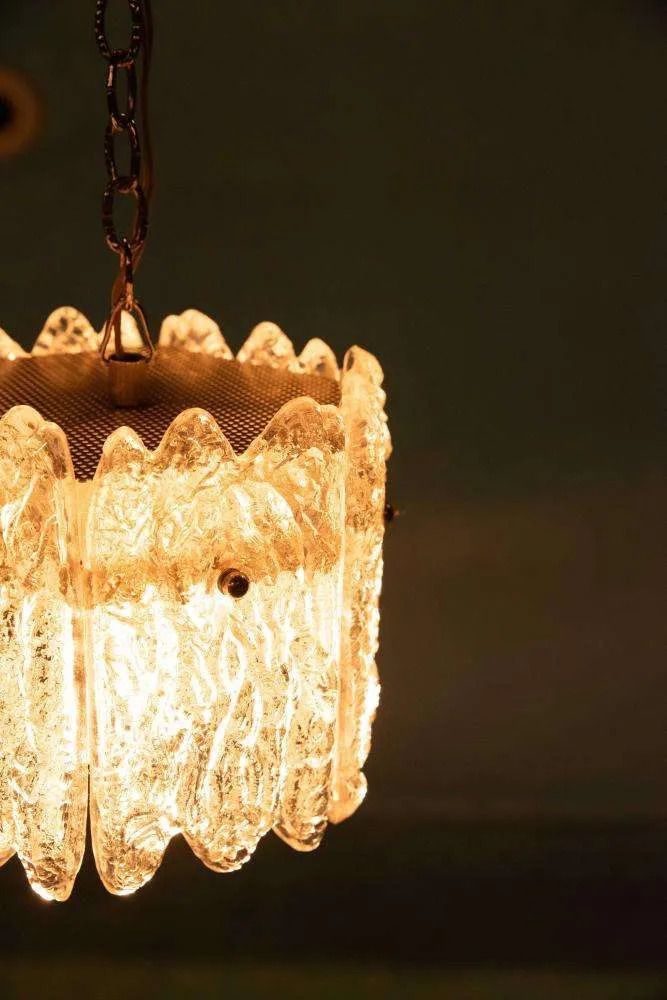 photo vintage Vintage Glass Hanging Lamp Orrefors, Space Age Fagerlund Lamp.