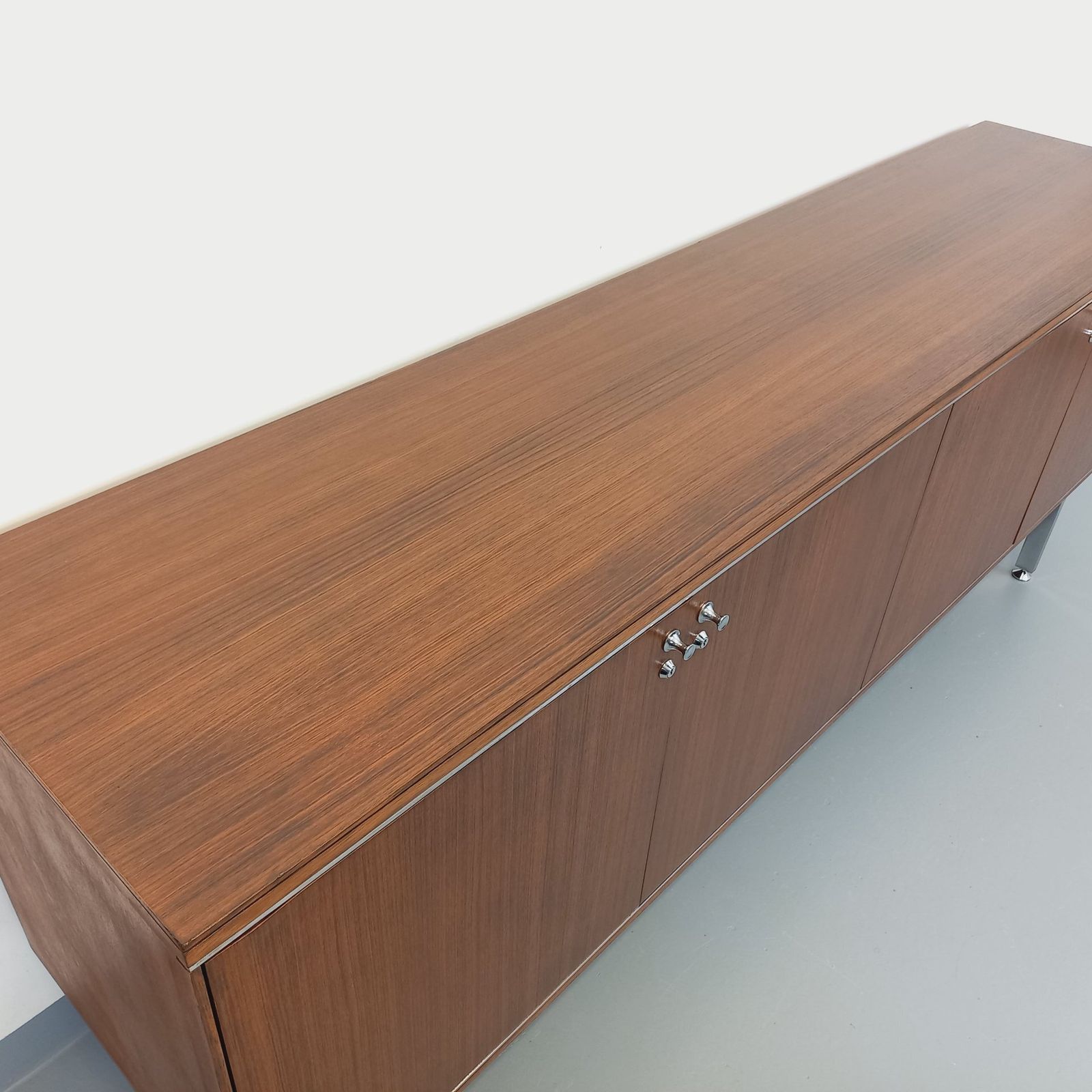 Modernist Sideboard By Alain Richard In Rosewood And Chromed Metal photo for sale