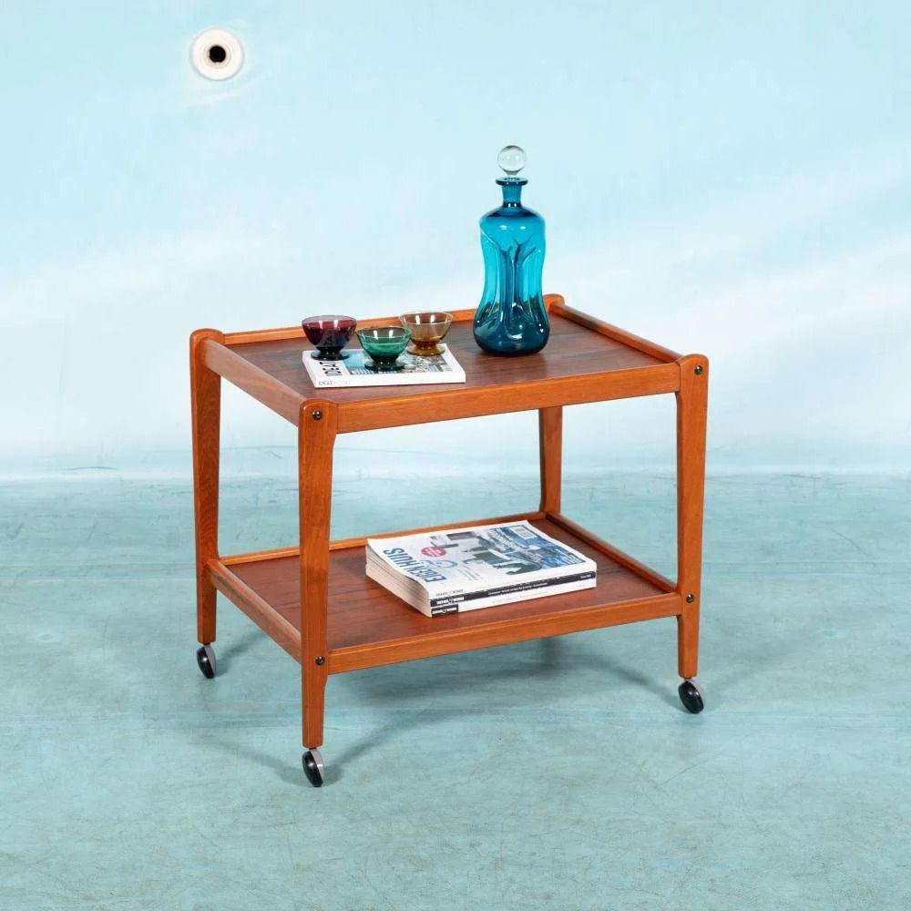 Minimalistisch Vintage Deens Design Serveerwagen Teak, Barcart. photo furniture
