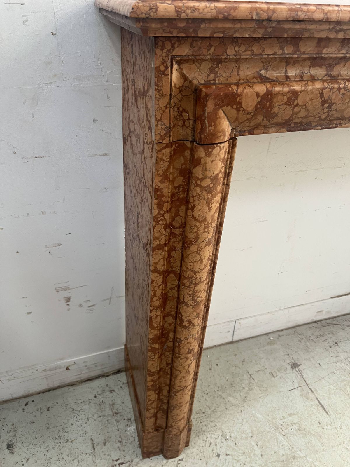 Louis XIV Style Fireplace In Speckled Breccia Marble, 19th Century photo vintage