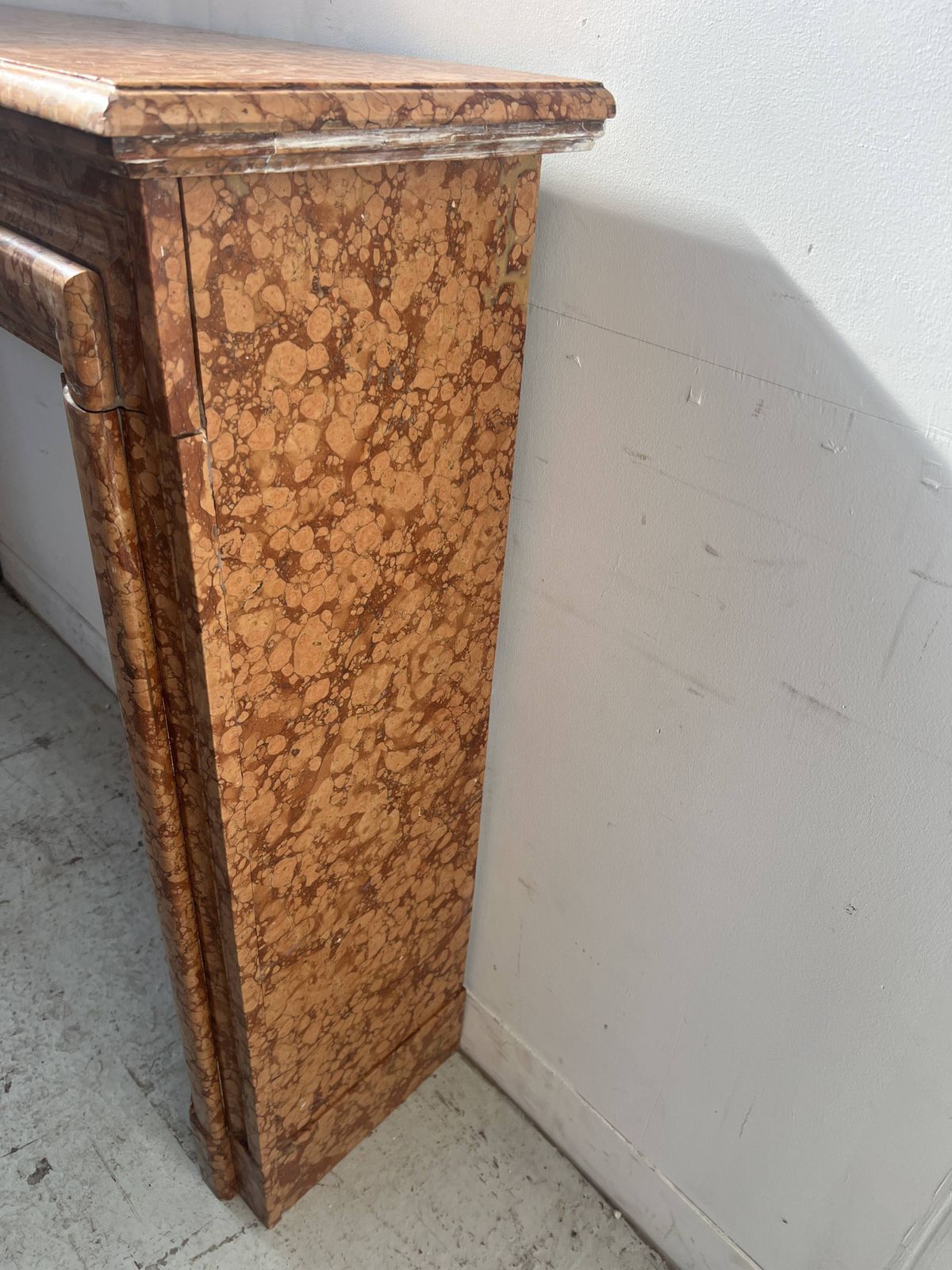 photo for sale Louis XIV Style Fireplace In Speckled Breccia Marble, 19th Century