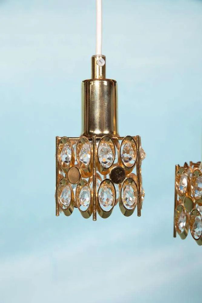 Vintage Palwa Hanglampen – Messing & Kristal. photo 127.0