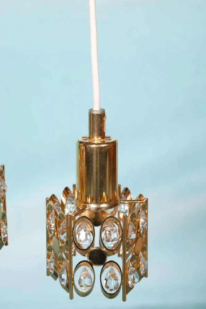 Vintage Palwa Hanglampen – Messing & Kristal. photo vinterior