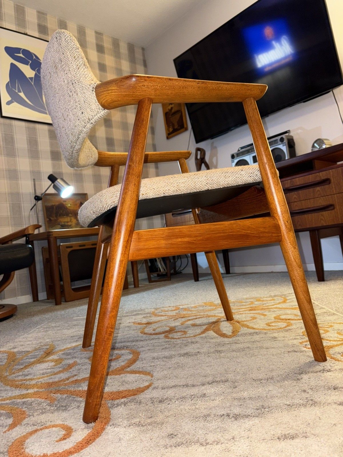 Mid Century Danish Teak Glostrup Dining/Desk Armchair G Plan Era Retro Mcm photo vintage