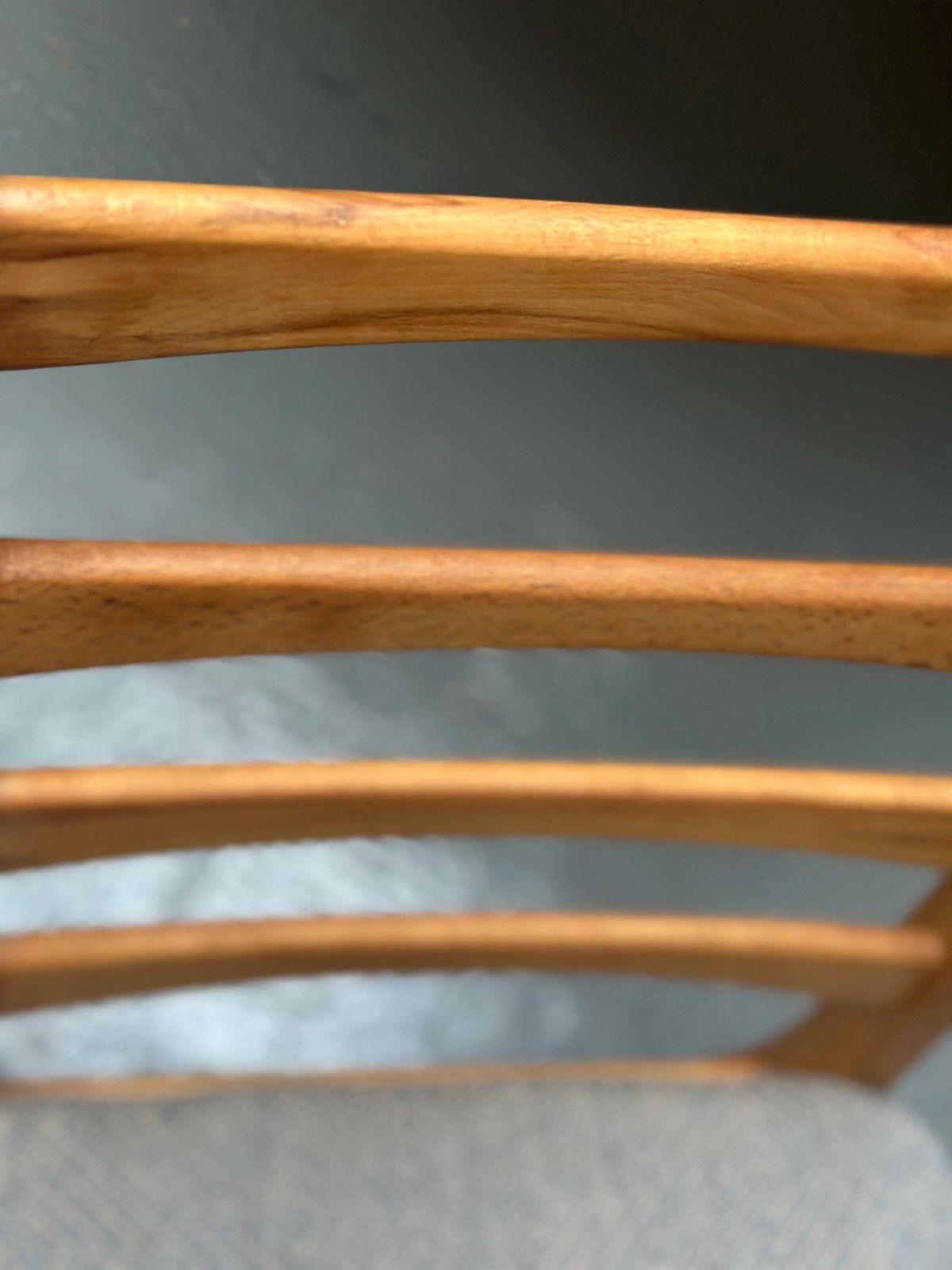 Pair Of Vintage East German Ladderback Dining Chairs In Blue Linwood Upholstery photo Furniture