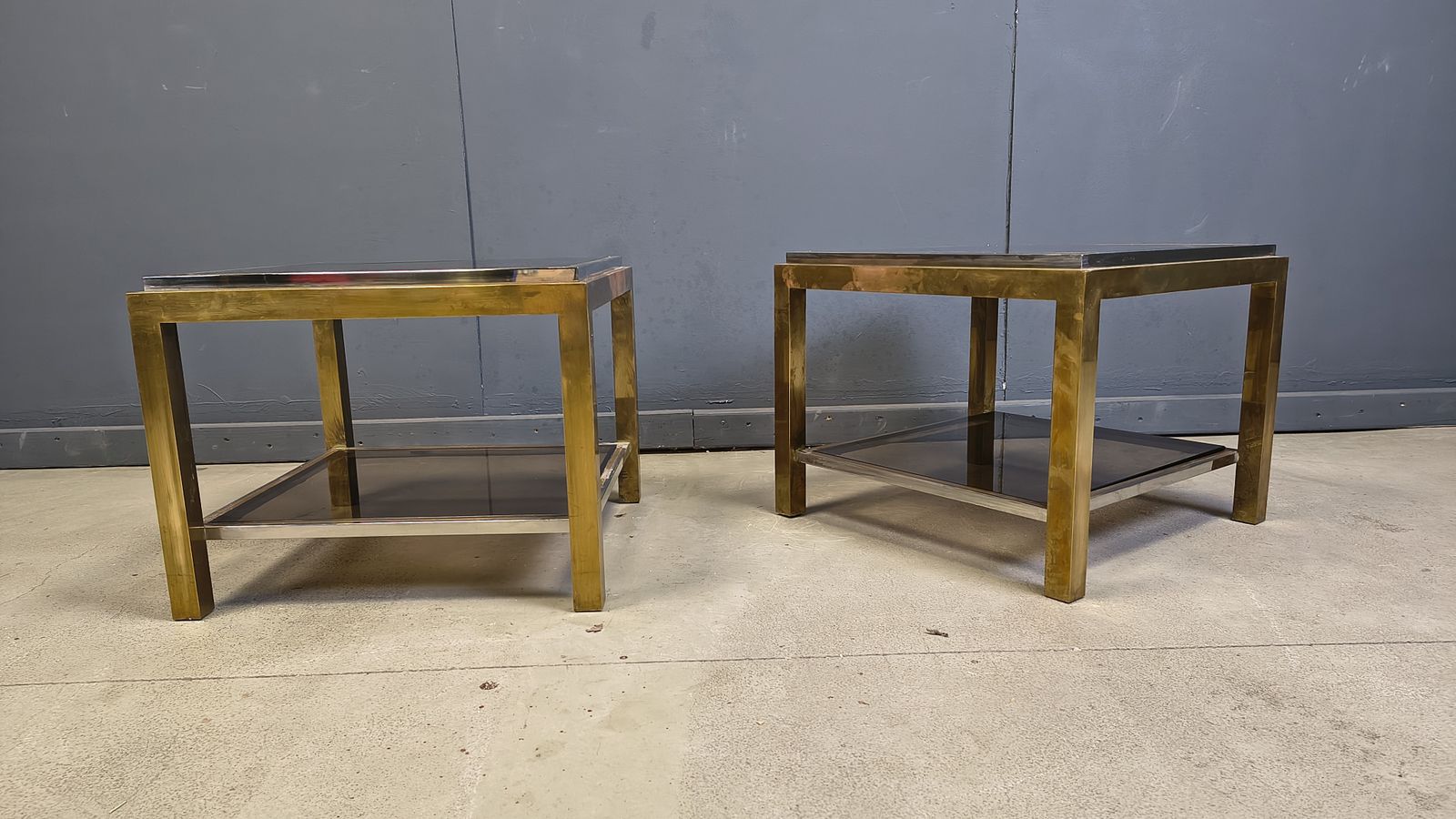 Furniture Pair Of Side Tables Byjean Charles, 1970s photo