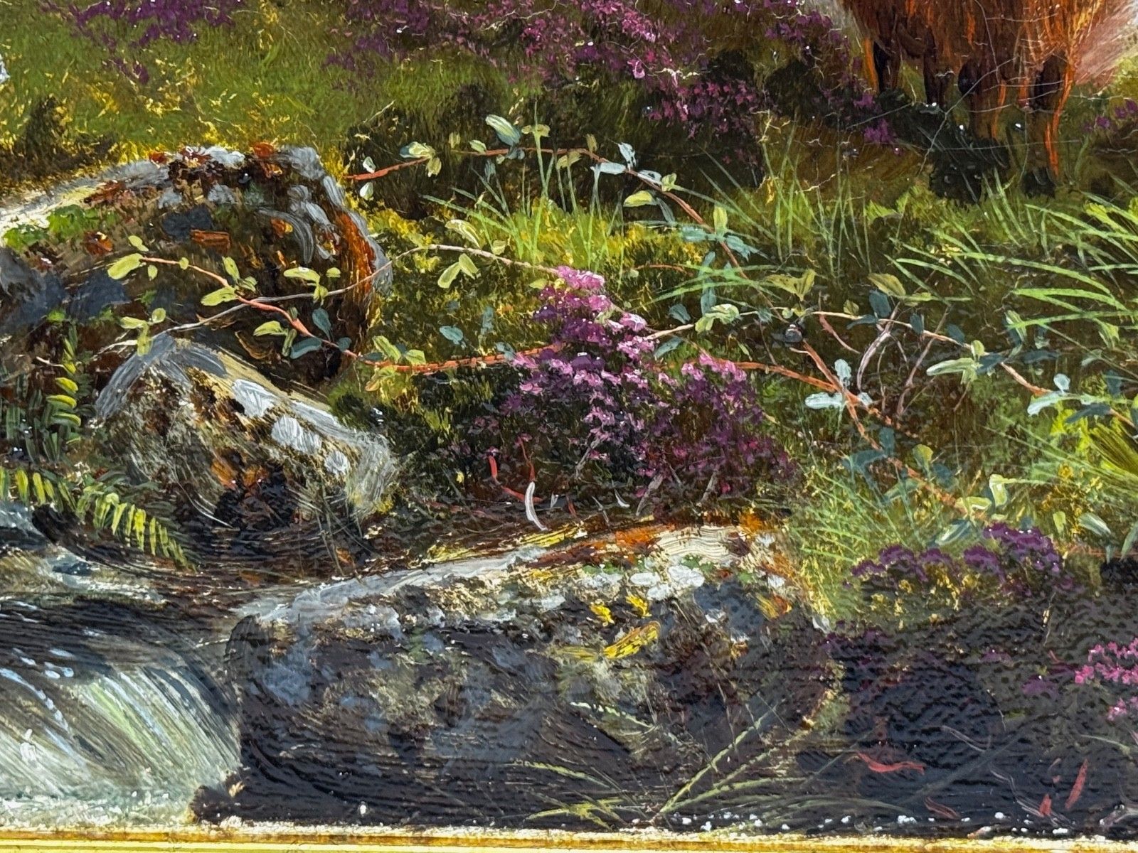 photo buy 19th Century Oil Painting Ben Lawers First Light Morning Mist Highland Cattle Beside Loch Tay
