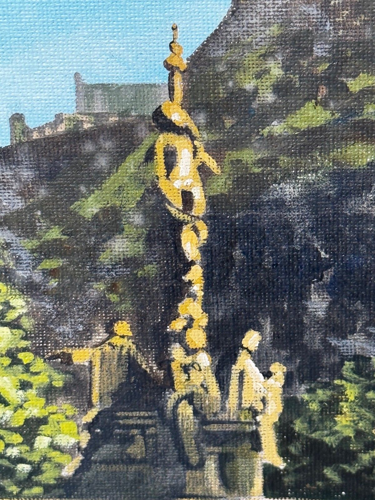 photo buy 21st Century Painting Crown Of The Capital At Dawn Edinburgh Castle With The Ross Fountain