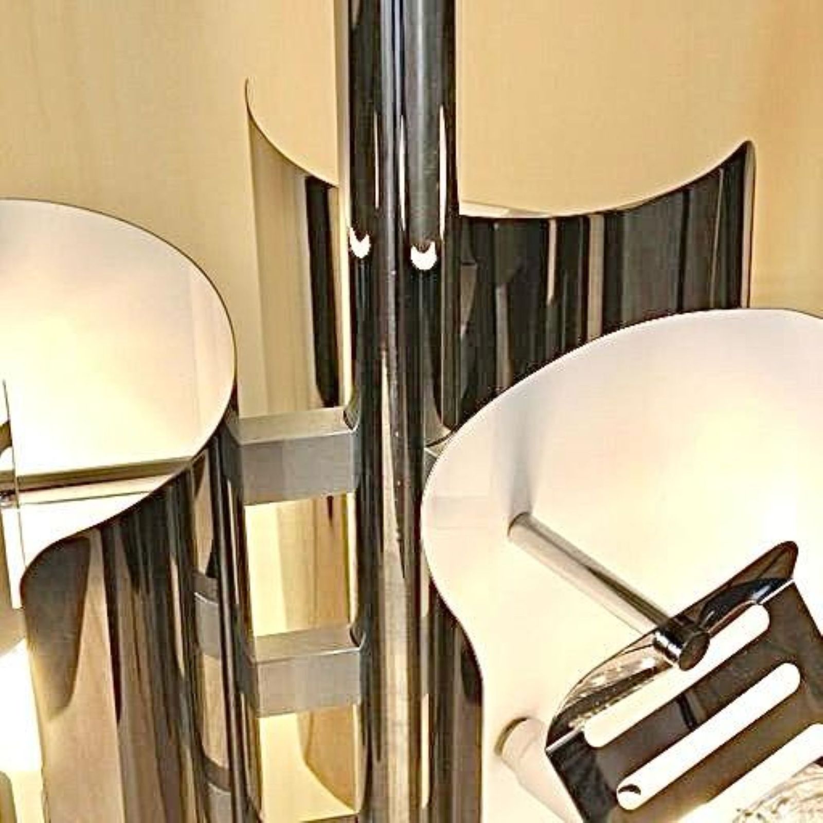 1970s Space Age Chromed Pendant Lamp By Av Mazzega, Murano Glass photo buy