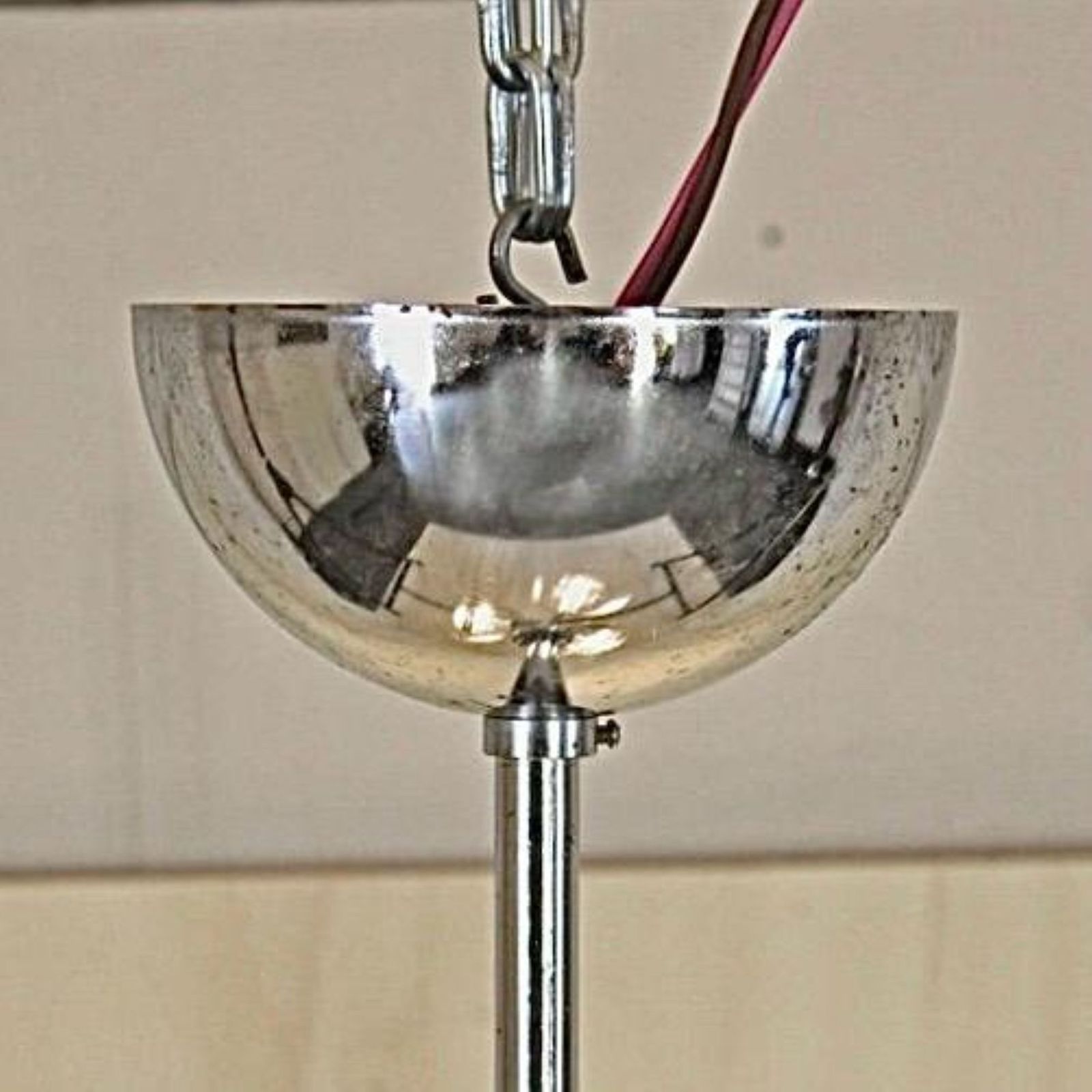 Lighting 1970s Space Age Chromed Pendant Lamp By Av Mazzega, Murano Glass photo
