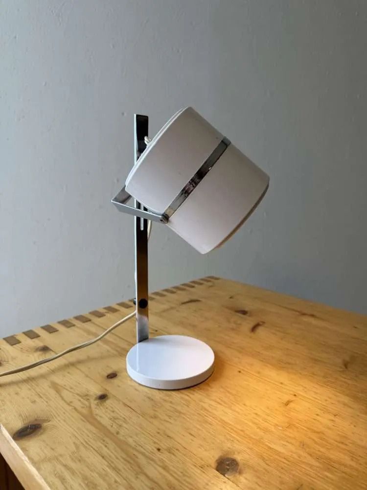 Vintage Elma Bureaulamp Wit Metaal Jaren 1970 photo 147.0