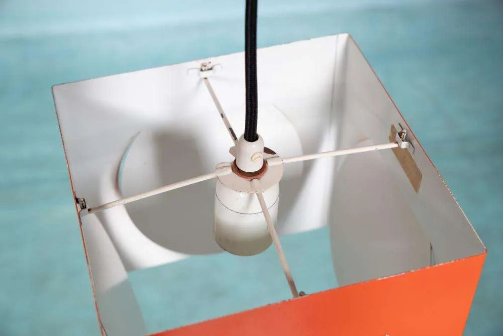 Space Age Finnish Design Hanging Lamp, 1960s Kubus Stockmann Orno. photo vinterior