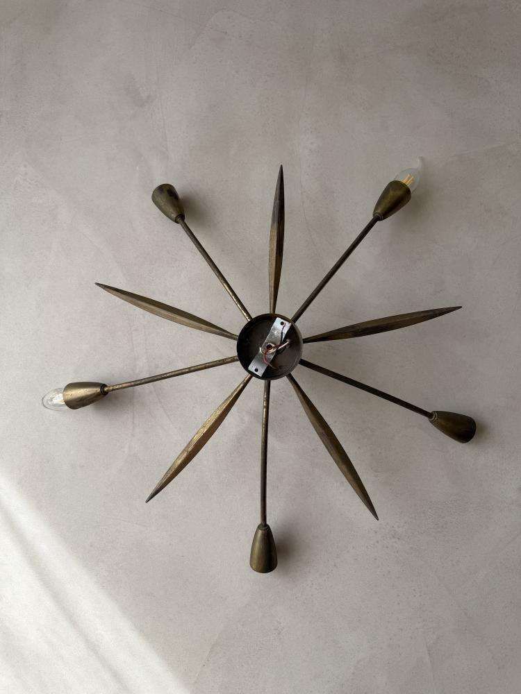 Mid Century Sputnik Plafondlamp Messing Jaren 1950 photo Verlichting