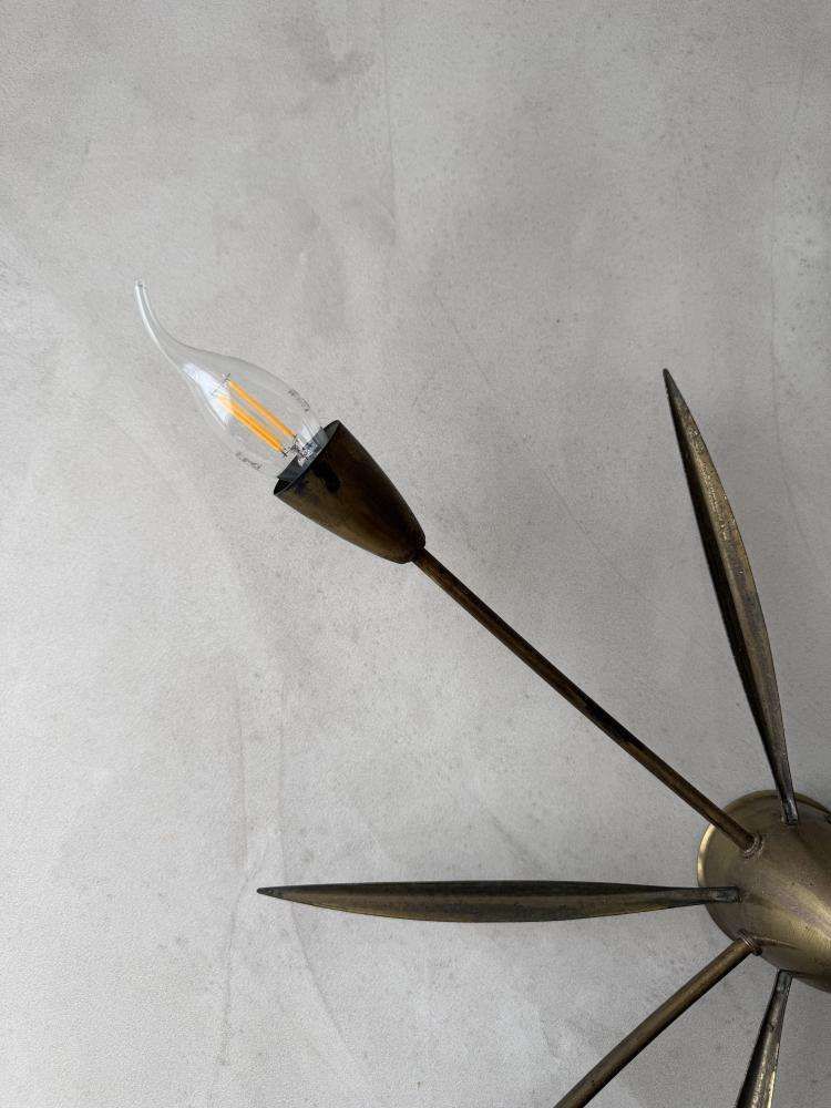 Mid Century Sputnik Plafondlamp Messing Jaren 1950 photo 925.0
