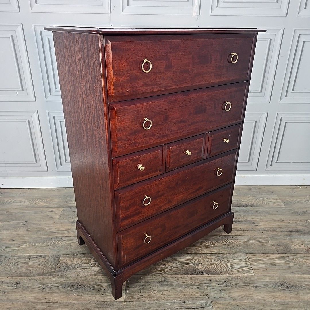 Vintage Stag Minstrel Tallboy Chest Of Drawers Tall Boy Mahogany Finish Commode photo furniture